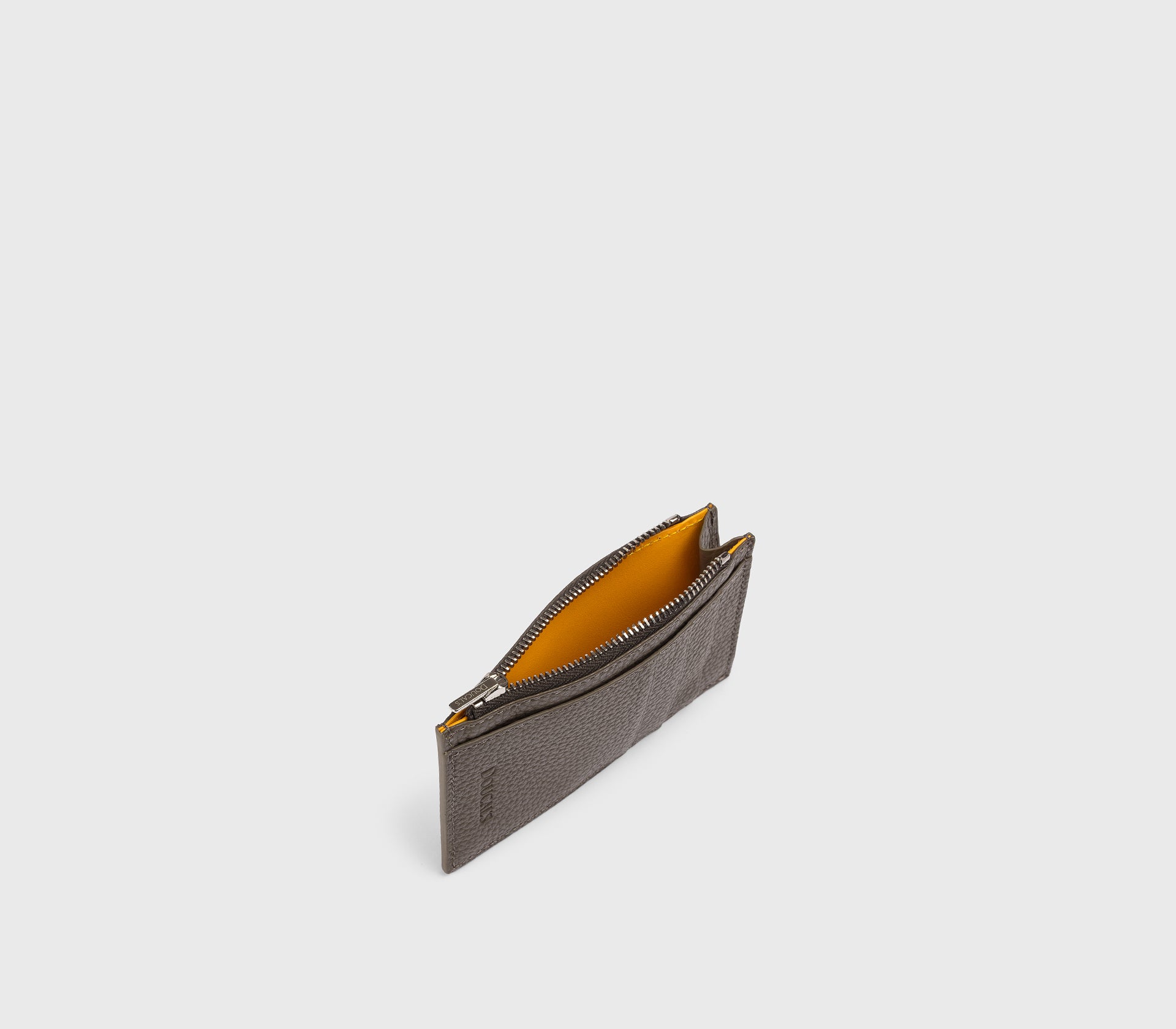 Porta carte con zip in pelle bottalata fango