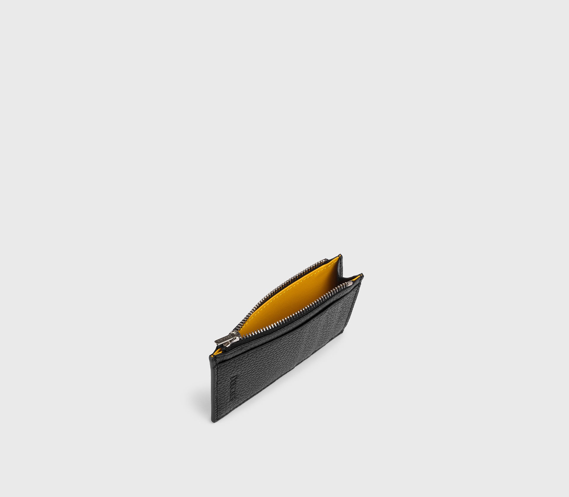 Porta carte con zip in pelle bottalata nero