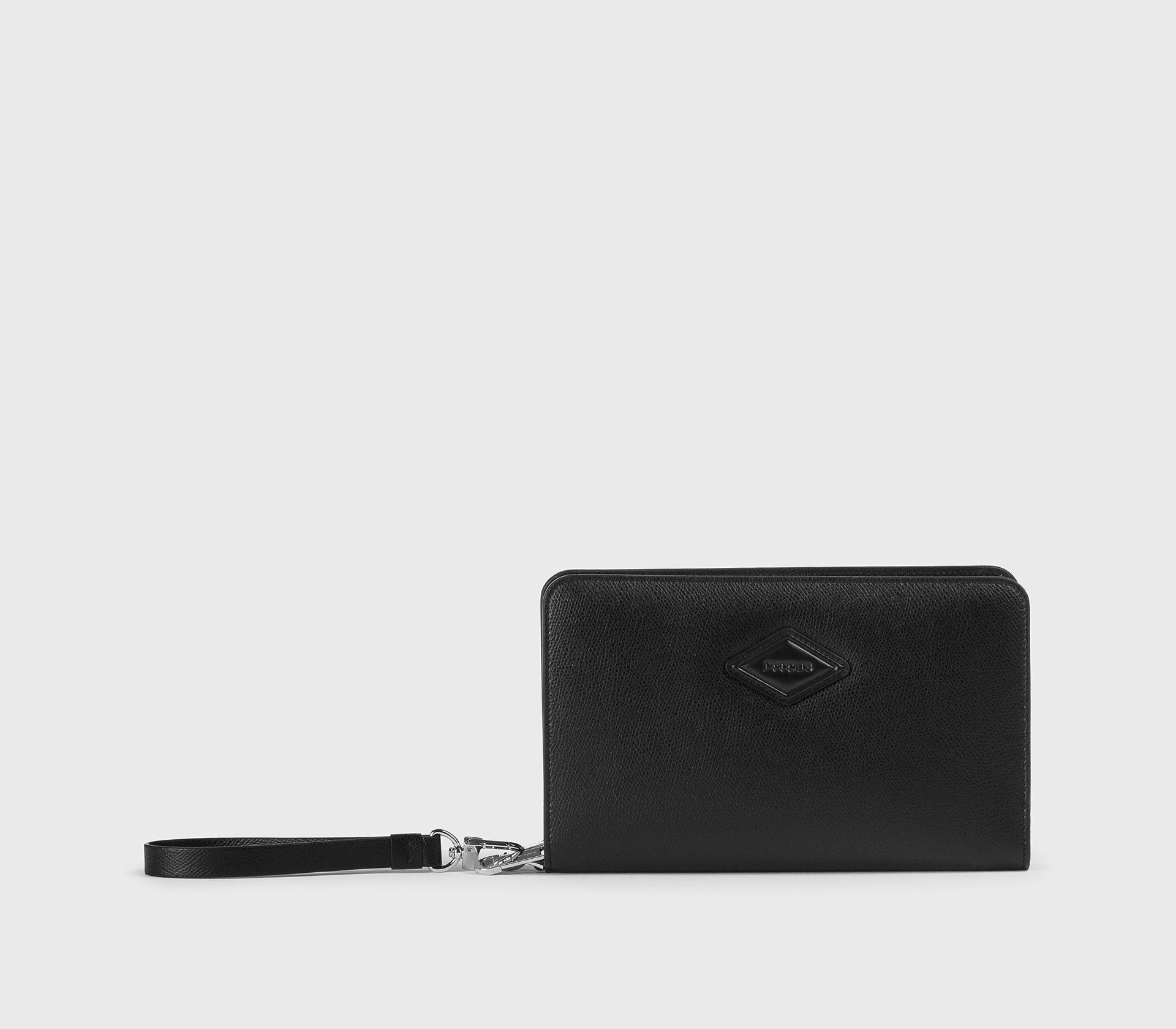 Portafoglio con doppia zip in pelle palmellata nero
