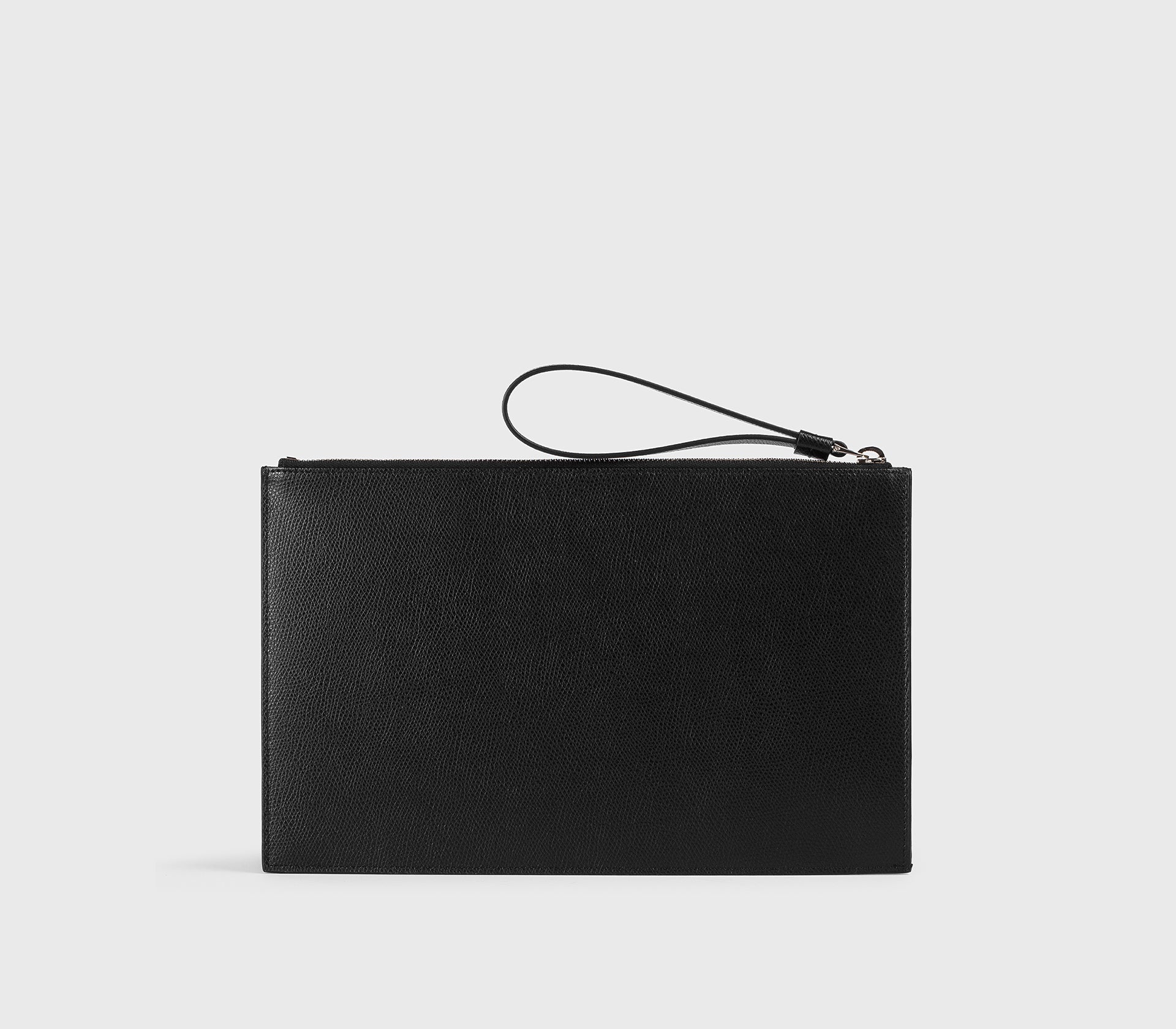 Pochette porta documenti in pelle palmellata nera