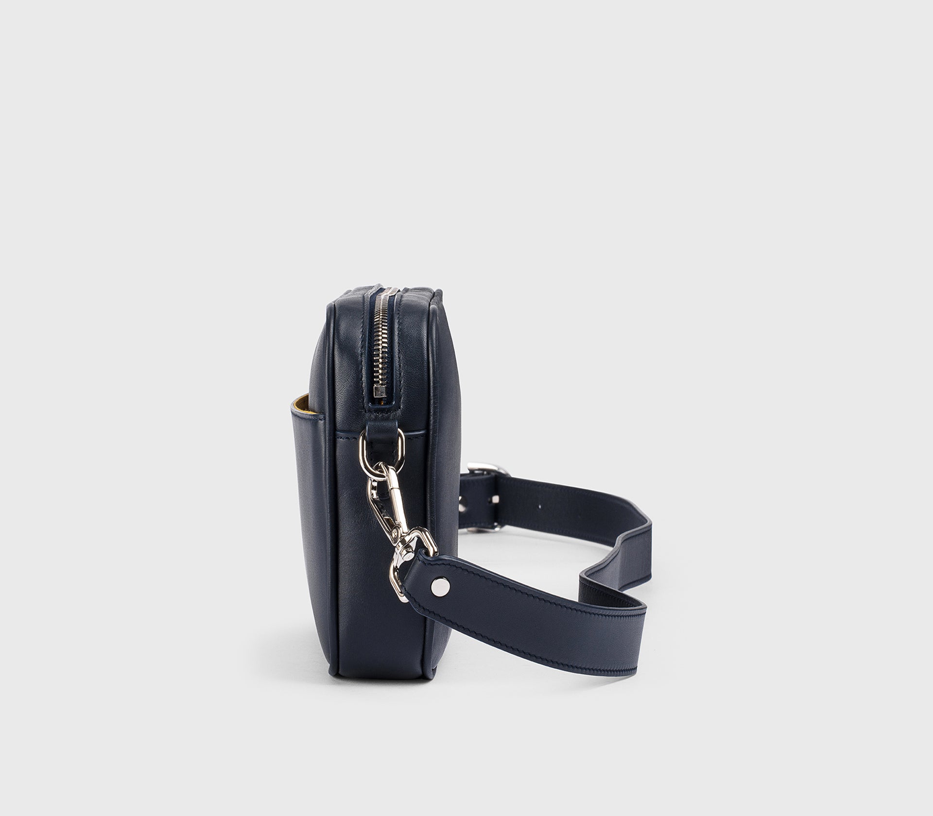 Borsa messenger in pelle blu