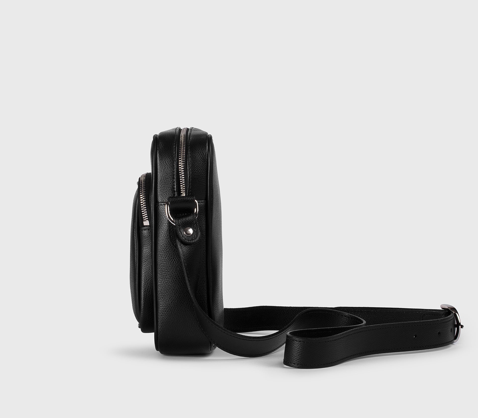 Borsa a tracolla in pelle palmellata nera