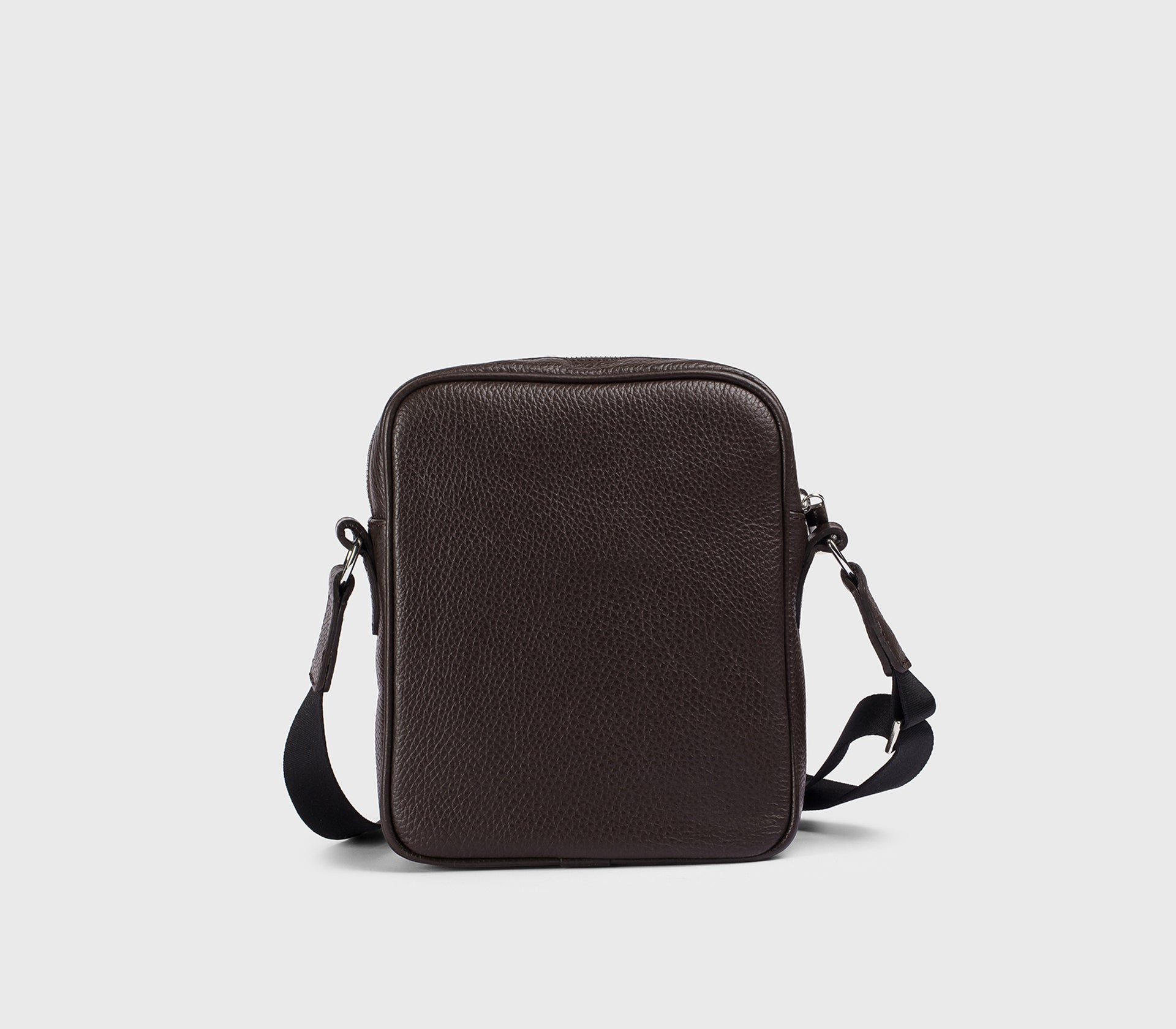 “Chocolate” brown tumbled leather crossbody bag
