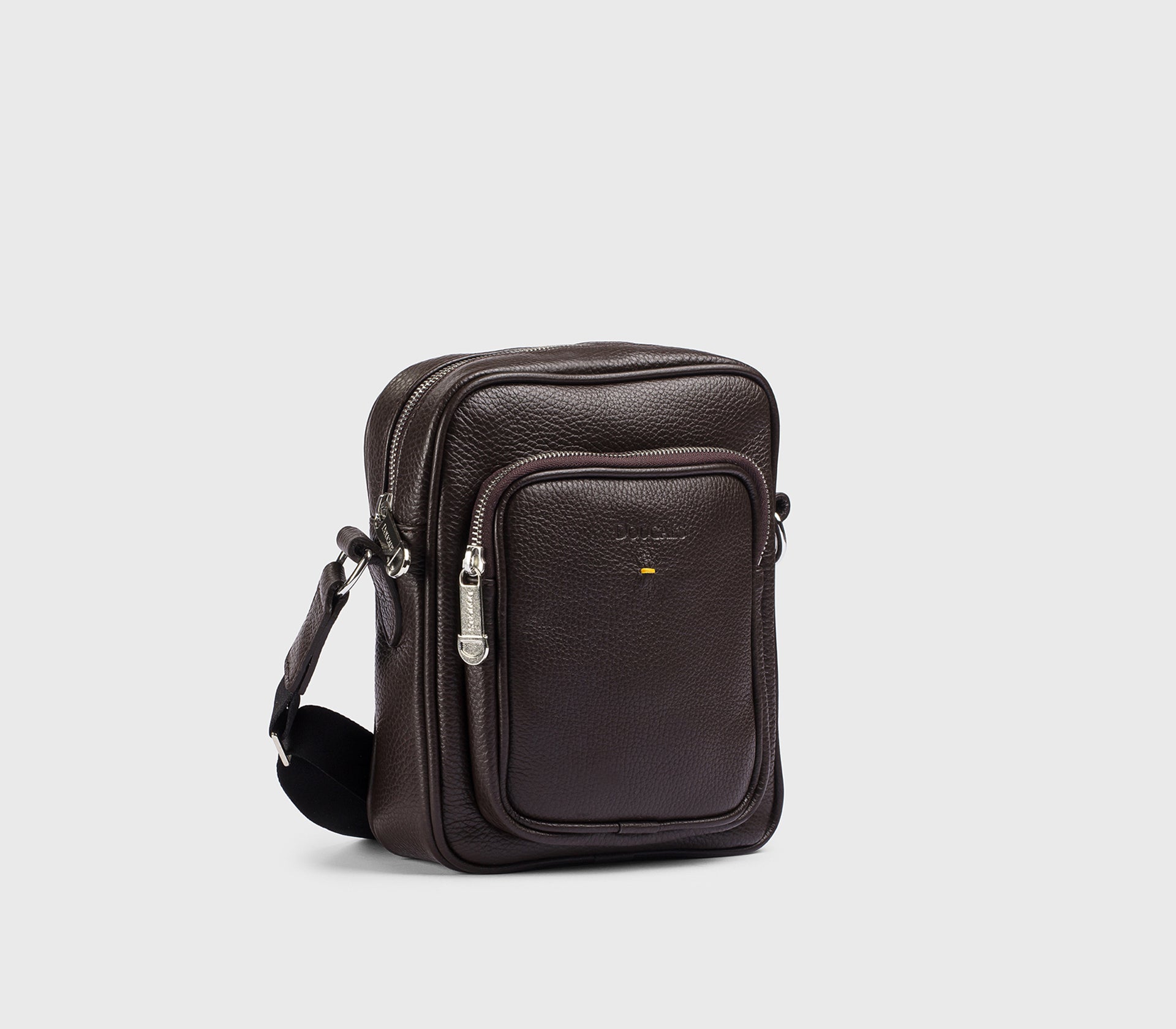 “Chocolate” brown tumbled leather crossbody bag