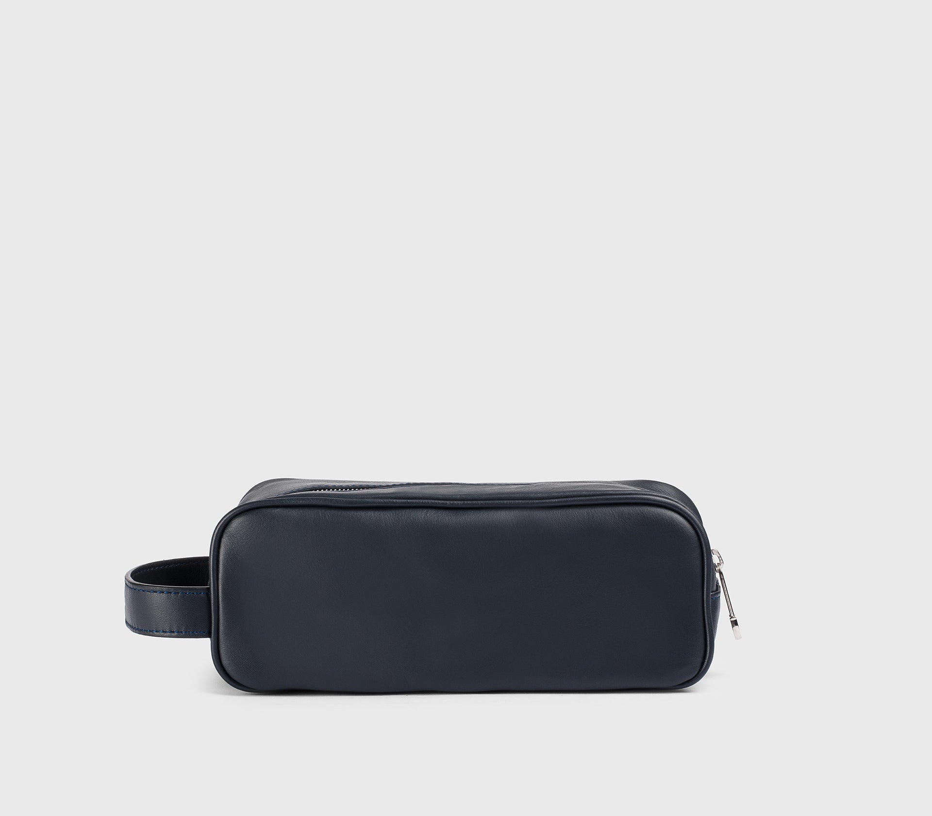 Blue leather toiletry bag