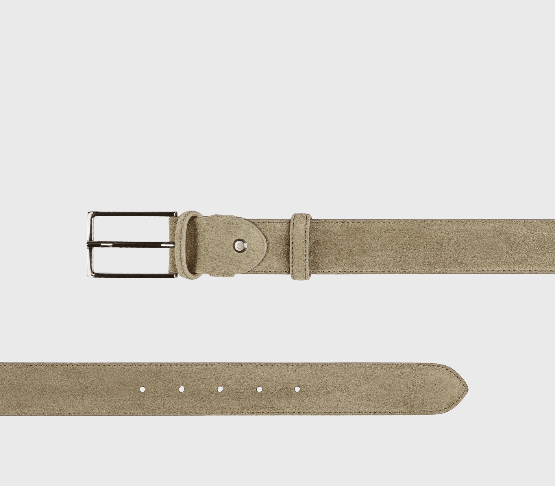 Cintura in suede sabbia con fibbia quadrata