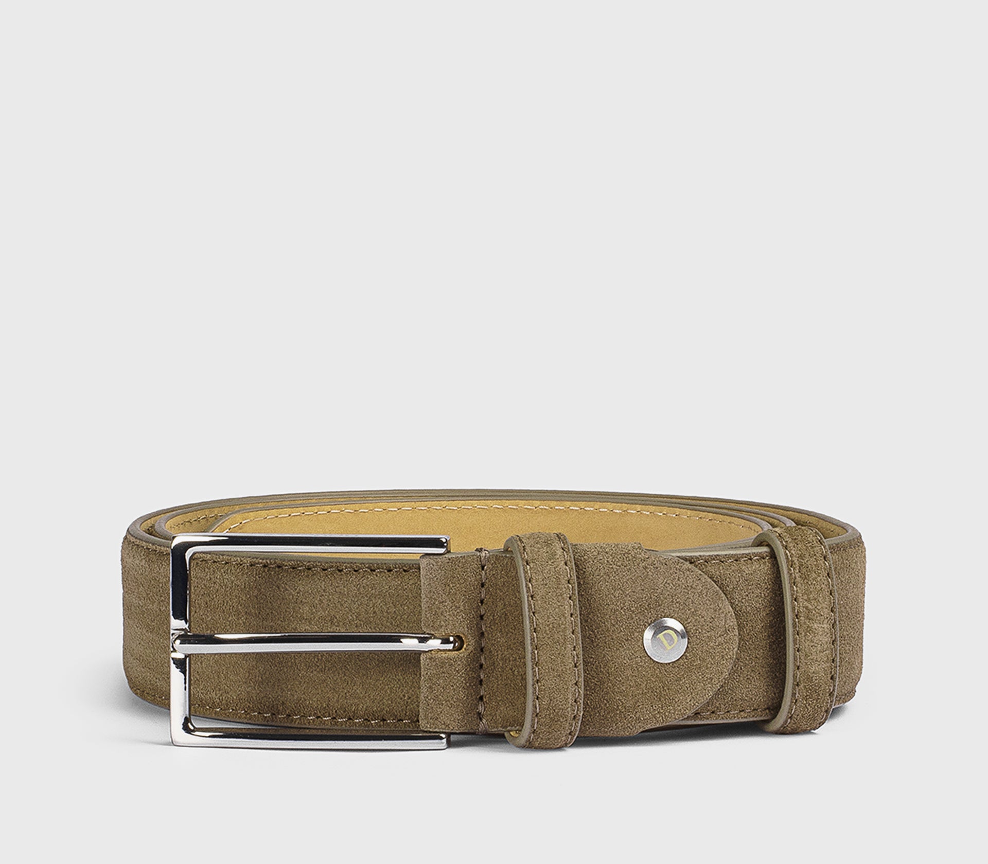 Cintura in suede cacao con fibbia quadrata