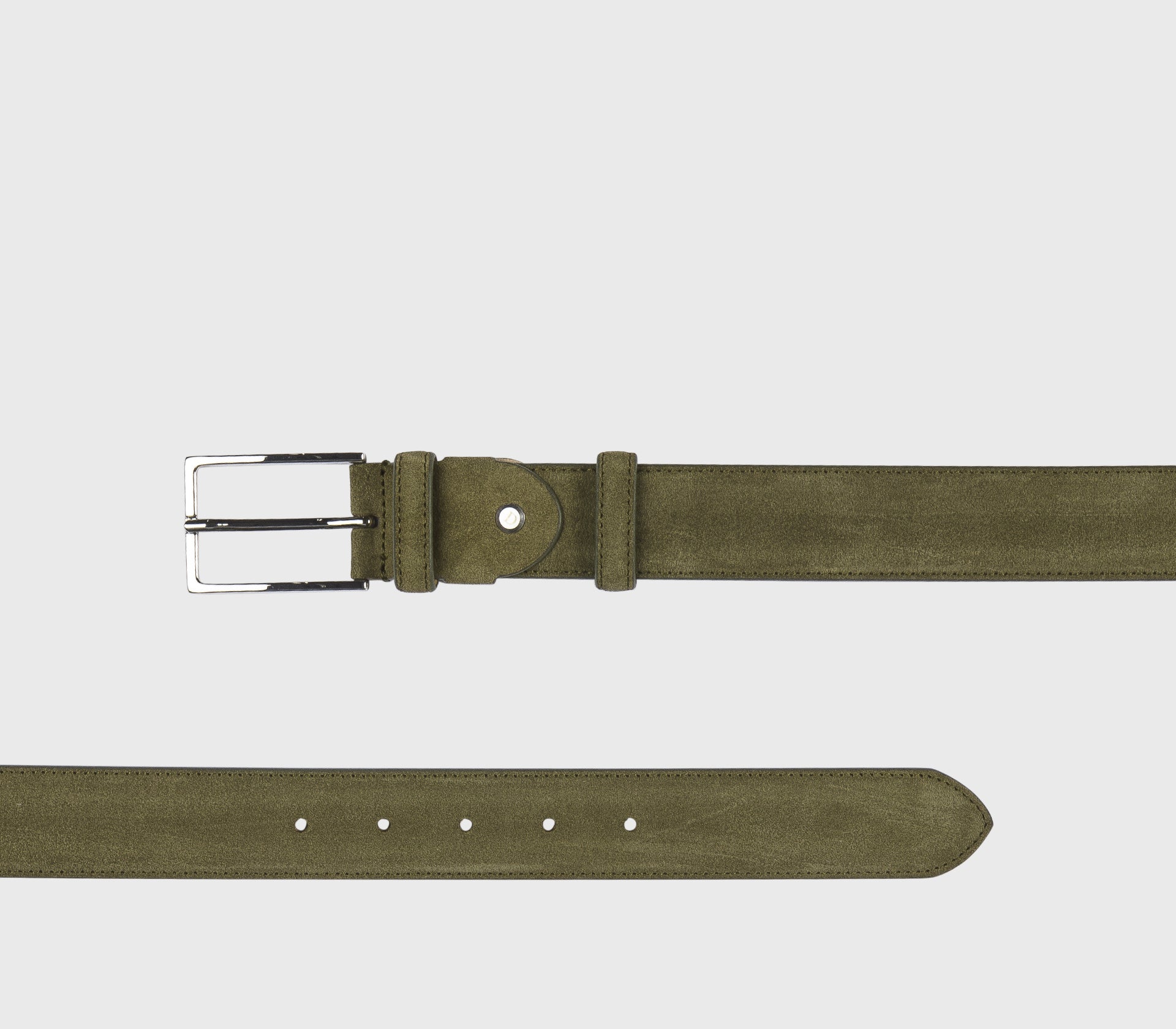 Cintura in suede verde con fibbia quadrata