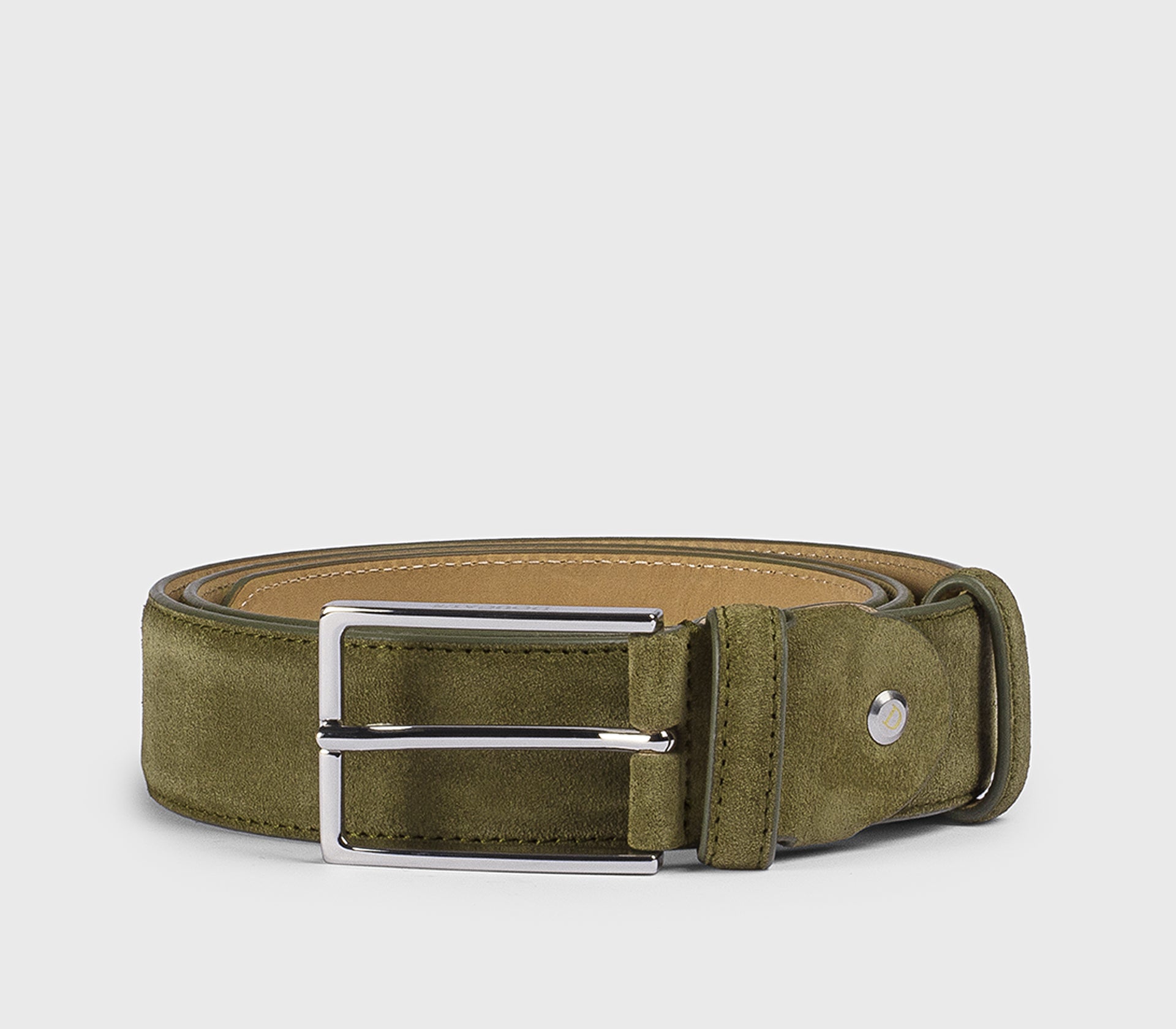 Cintura in suede verde con fibbia quadrata