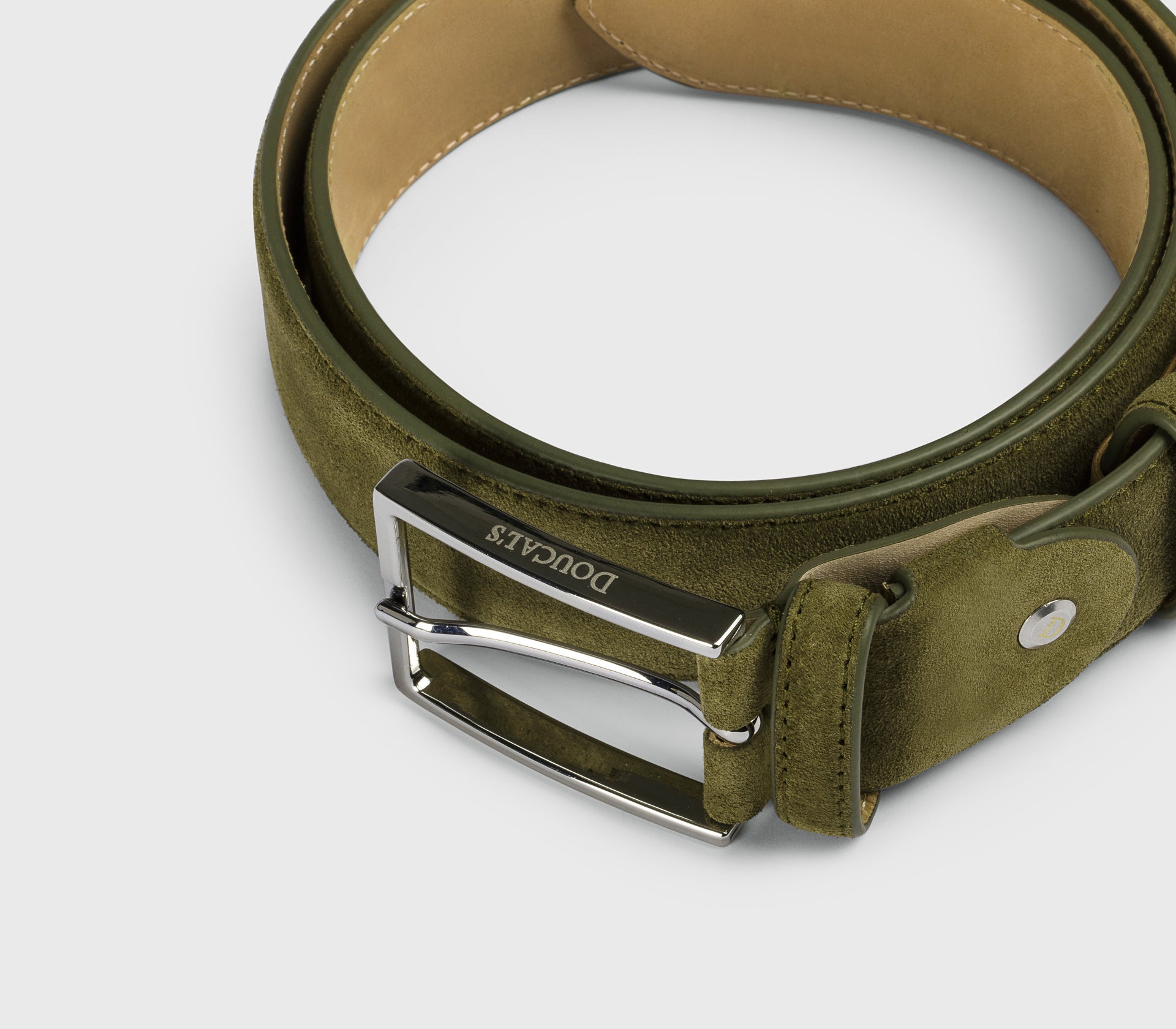 Cintura in suede verde con fibbia quadrata