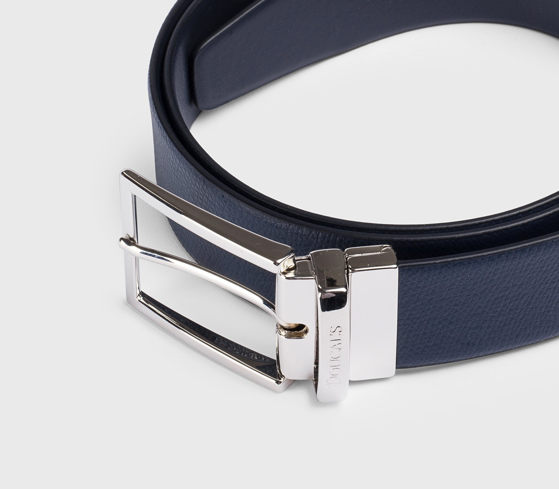 Ceinture en cuir Palmellato bleu marine avec boucle carrée