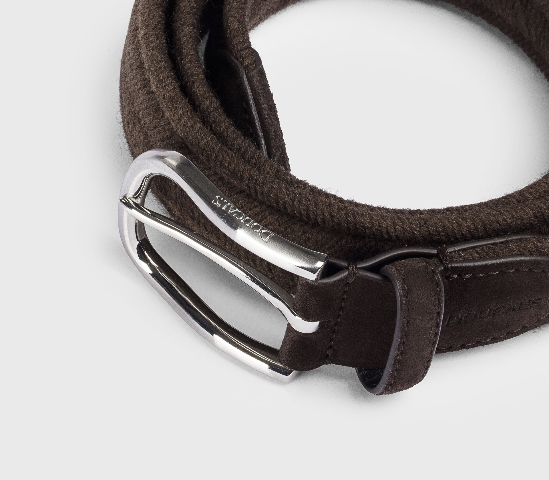 Adjustable dark brown wool belt