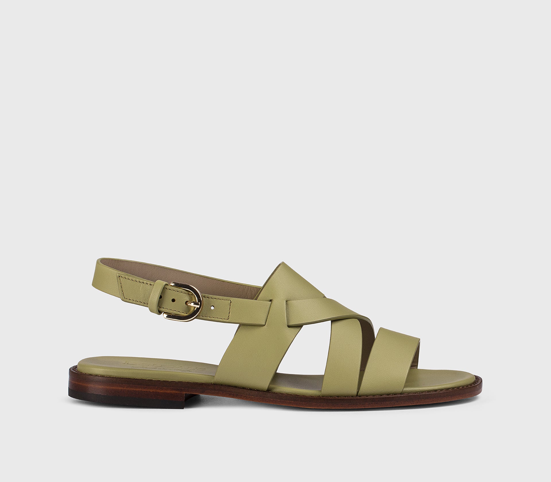 DD8775MARNUF073MV39 - Sandalo multifascia in pelle verde "leave"