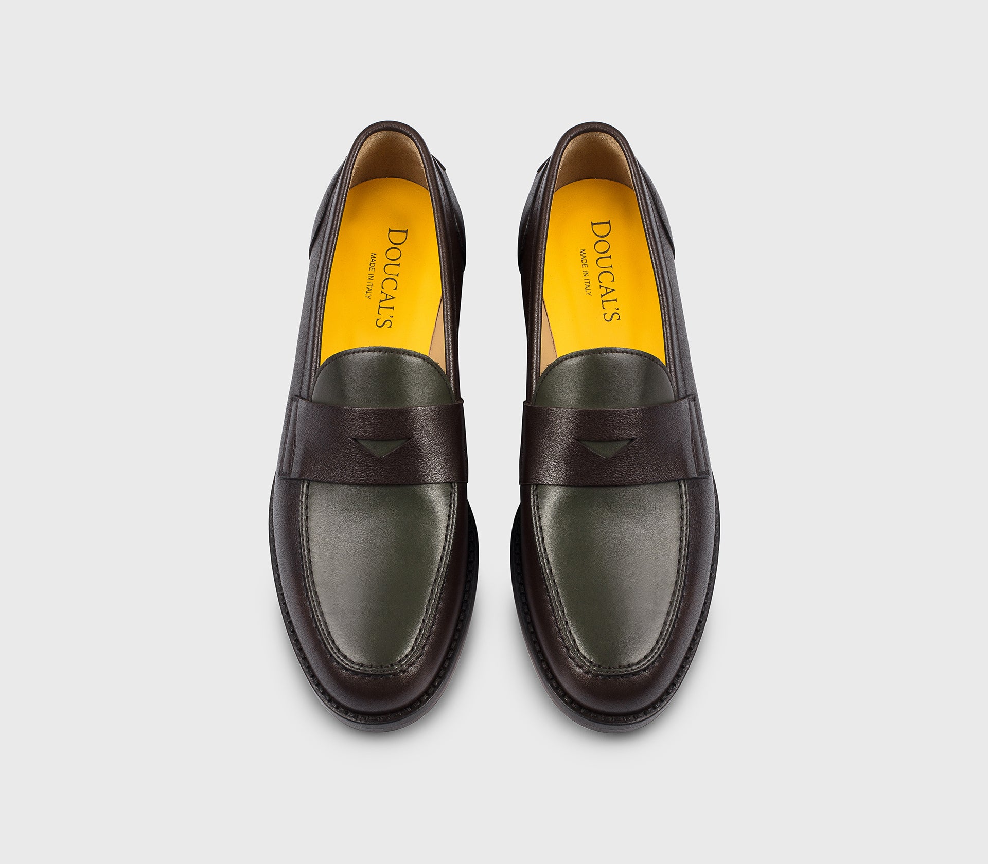 DD8796ALAIPF708TV37 - Mocassino in pelle bicolore testa di moro e verde