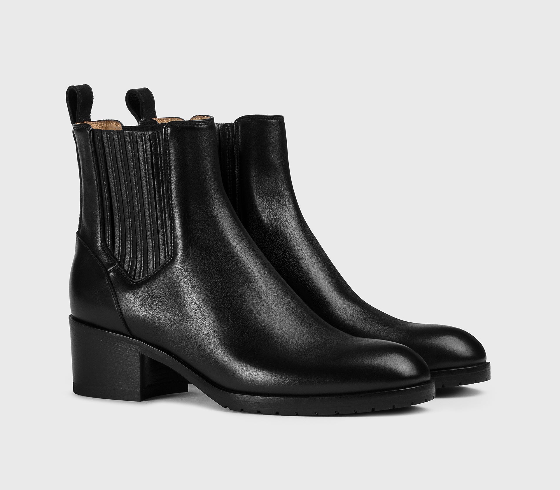 Schwarze Lederstiefelette