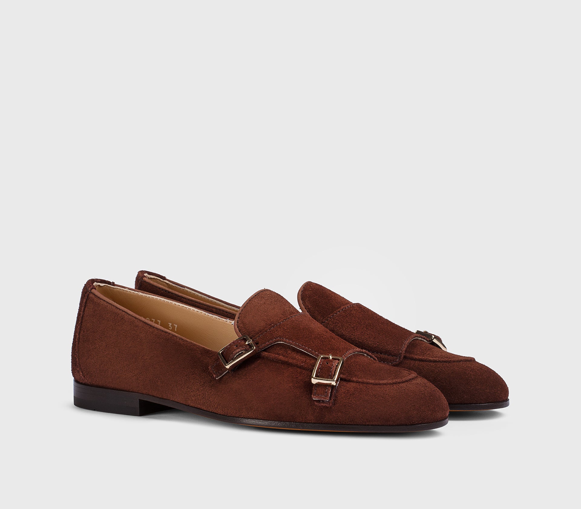 DD8877MEGNUF252TM45 - Mocassino con doppia fibbia in suede marrone "wood"