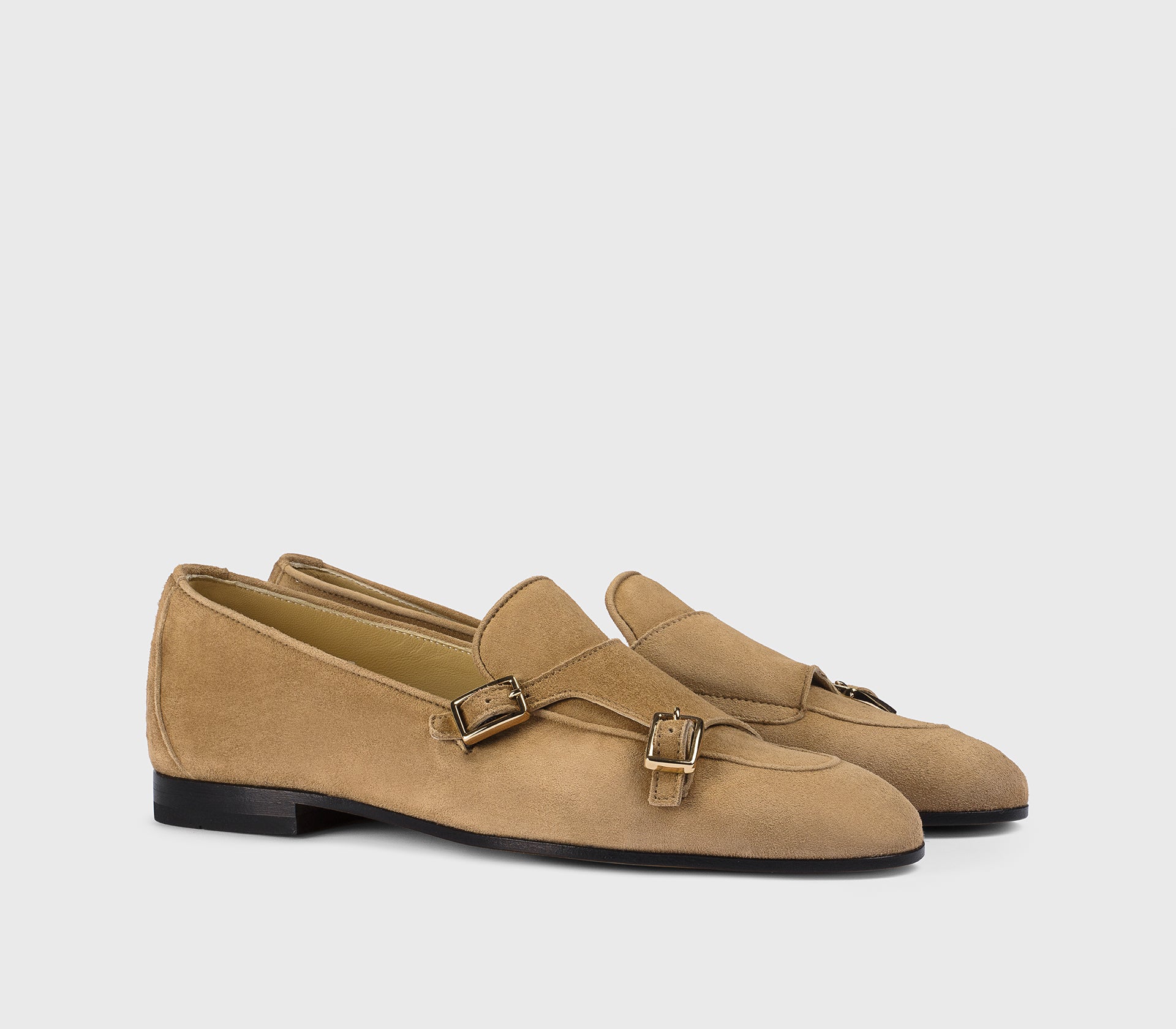 DD8877MEGNUF278NC53 - Mocassino doppia fibbia in suede "teddy" beige
