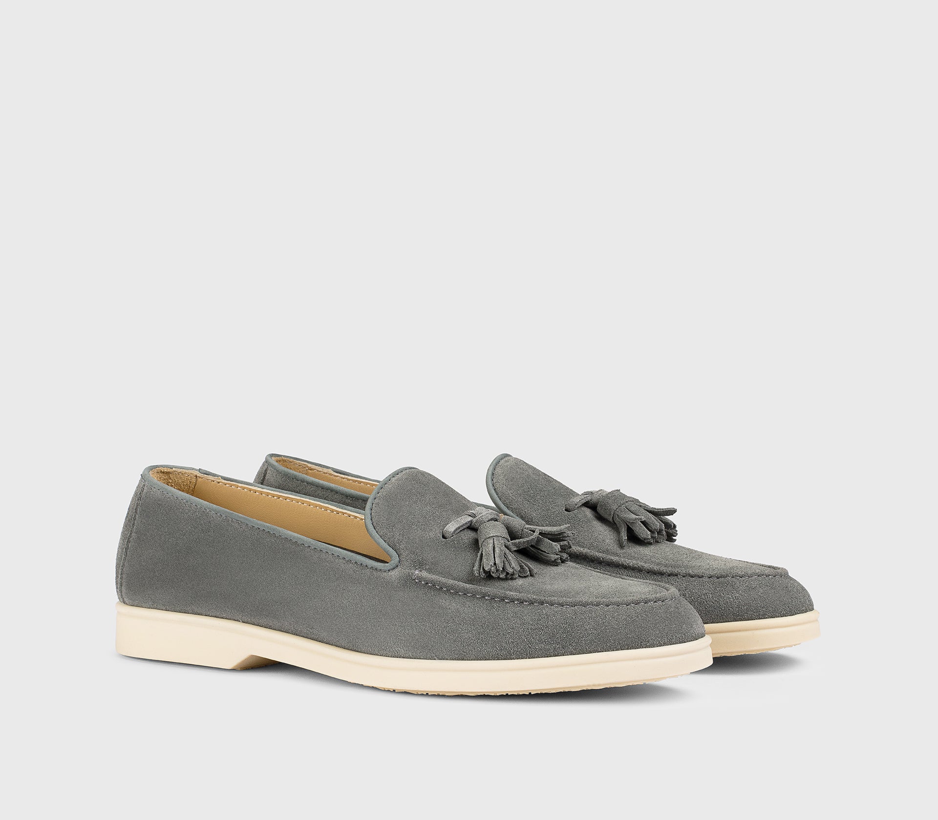 Mocassin à glands en daim gris orage
