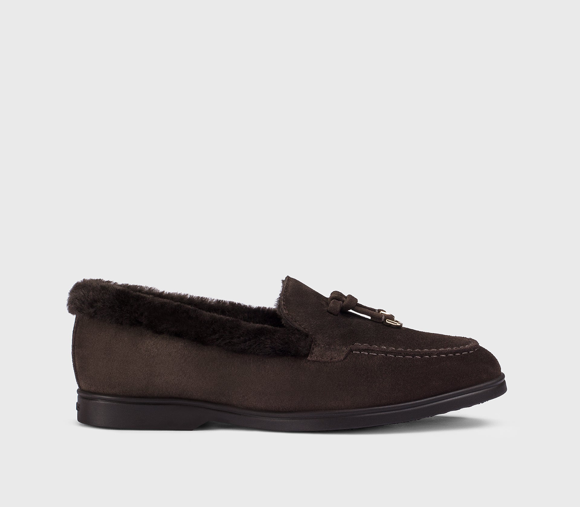 DD8920JOANUM252TL03 - Mocassino in suede con dettaglio pelliccia mogano