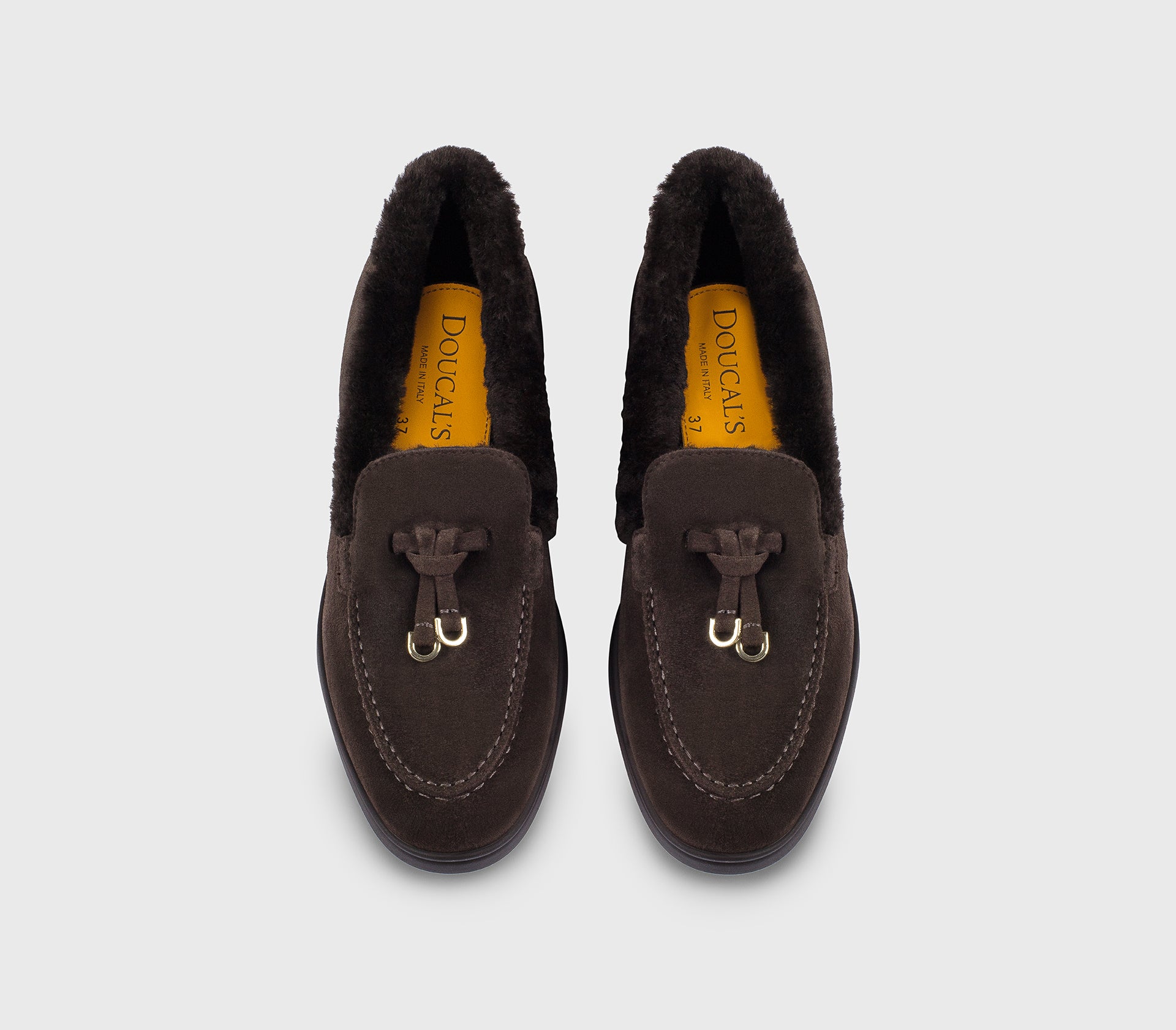 DD8920JOANUM252TL03 - Mocassino in suede con dettaglio pelliccia mogano