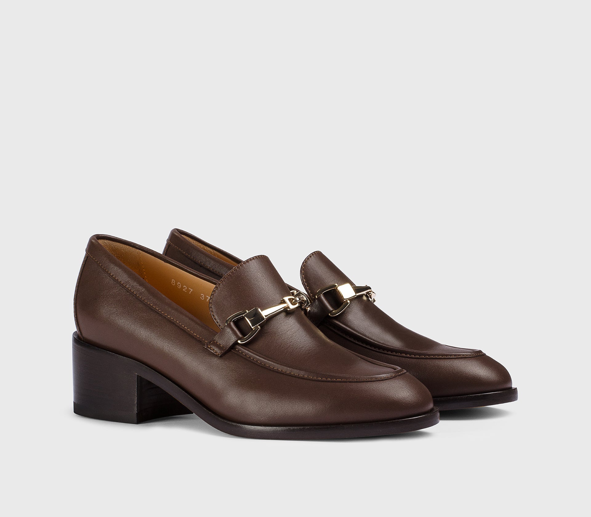 DD8927CELYUF289TM03 - Mocassino in pelle con tacco largo marrone "rovere"