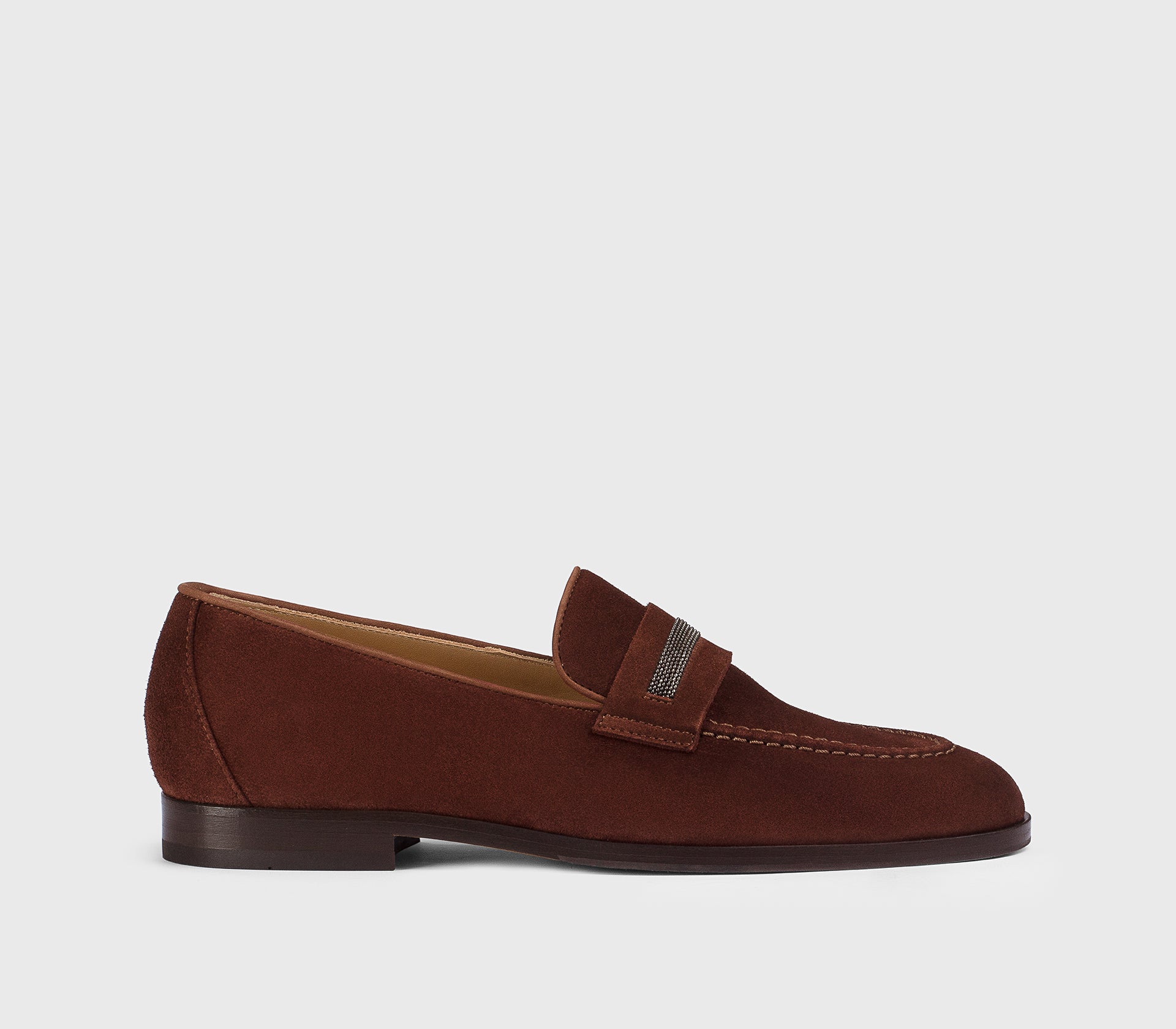 DD8944ELEAUF252TM45 - Mocassino con micro borchie in suede marrone "wood"