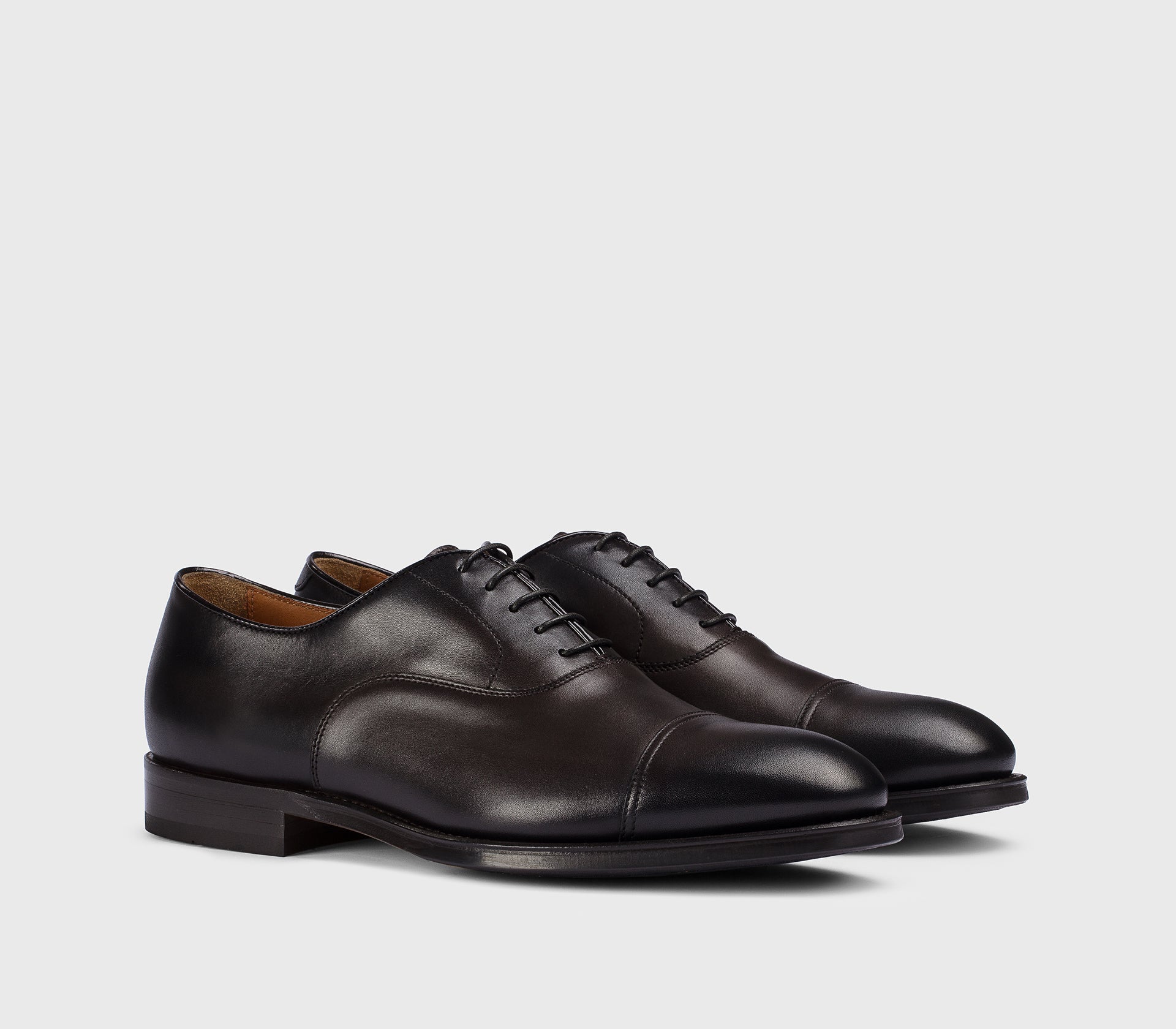DU1002ORVXUF259TM00 - Stringata oxford in pelle testa di moro