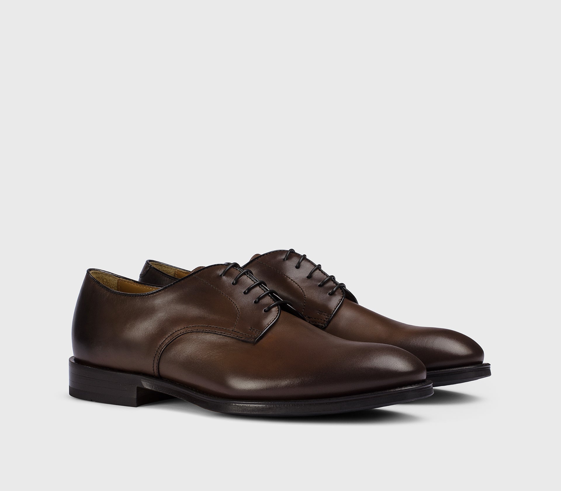 DU1003ORVXUF259TM04 - Stringata derby in pelle marrone