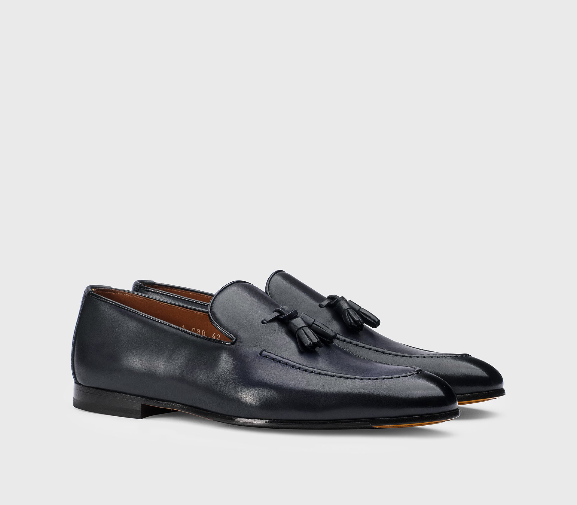 DU1080PANNUF159NB28 - Mocassino con nappine in pelle blu