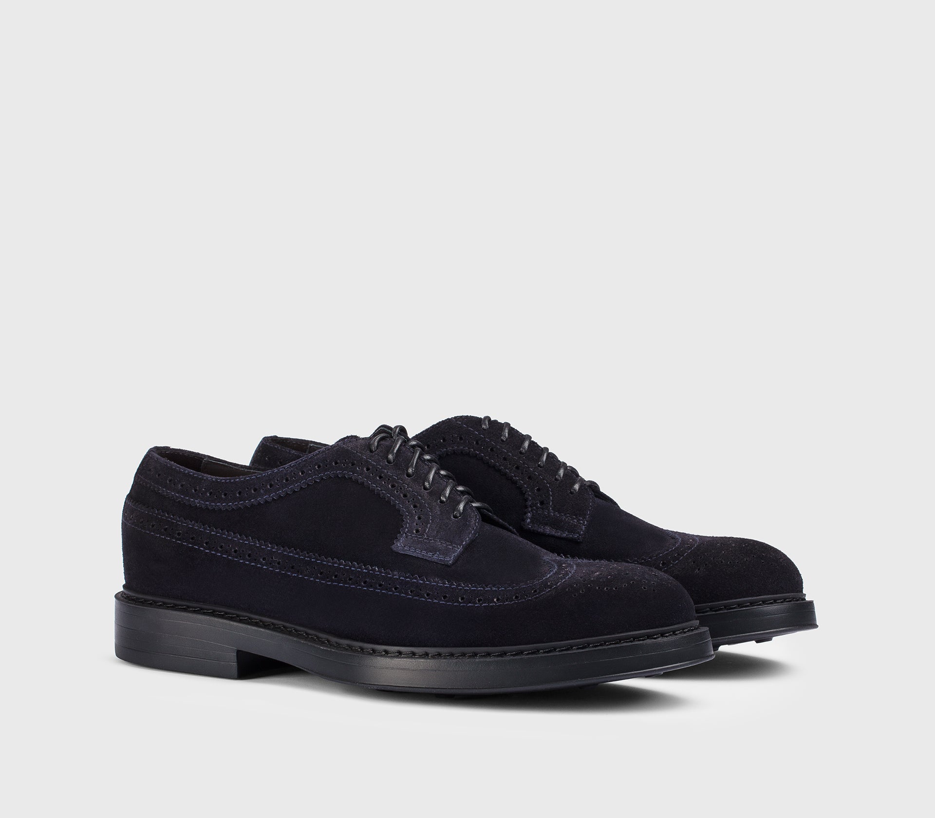 DU2523BRUXUF024NB00 - Stringata coda di rondine derby in suede blu