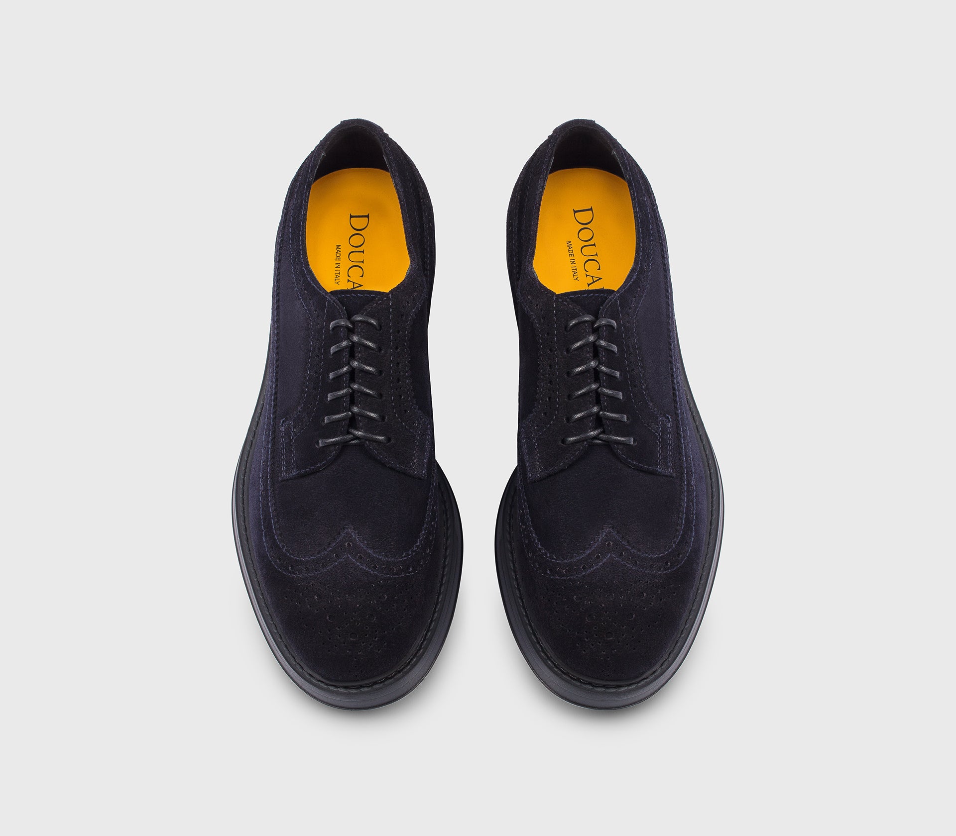 DU2523BRUXUF024NB00 - Stringata coda di rondine derby in suede blu