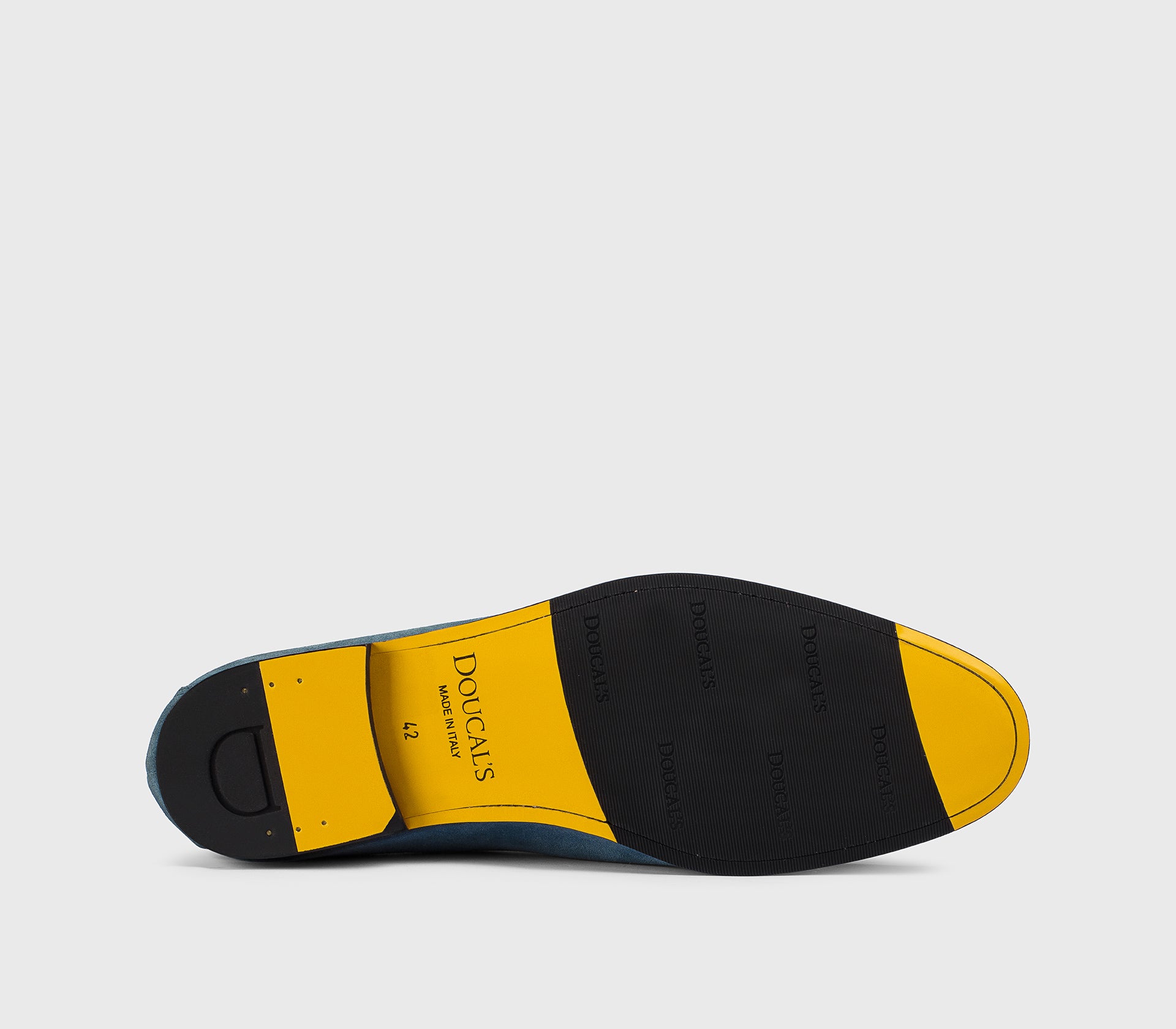 Mokassin aus blauem Veloursleder