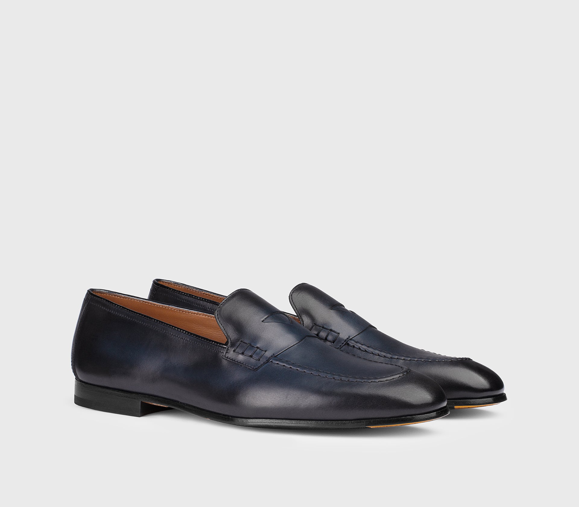 Mocassin en cuir bleu