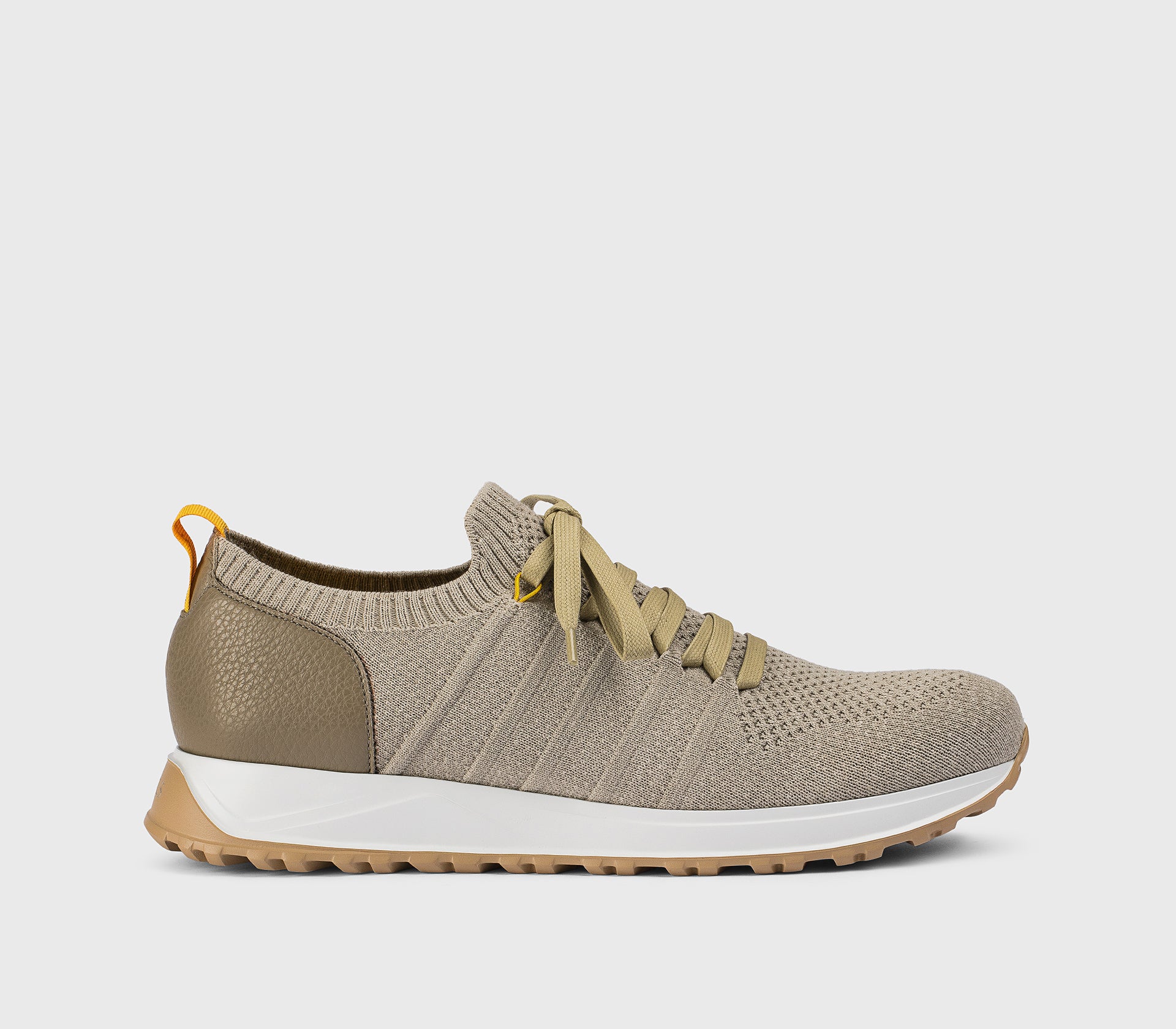 DU3222SYDNPZ830DM49 - Sneaker in tessuto tecnico e pelle taupe e creta