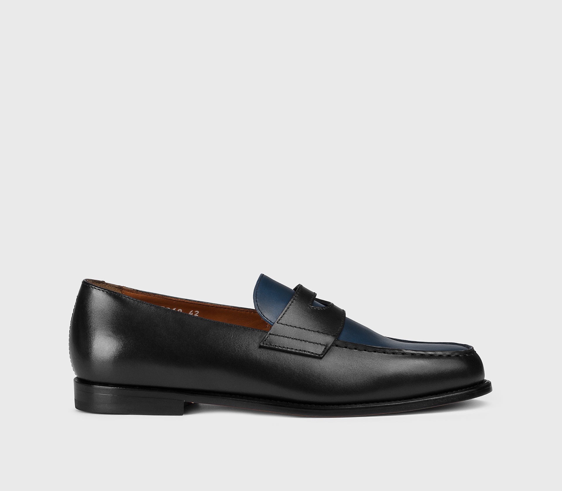 DU3260MARIPF326NN38 - Mocassino "Mario 50" in pelle bicolore nero e indigo