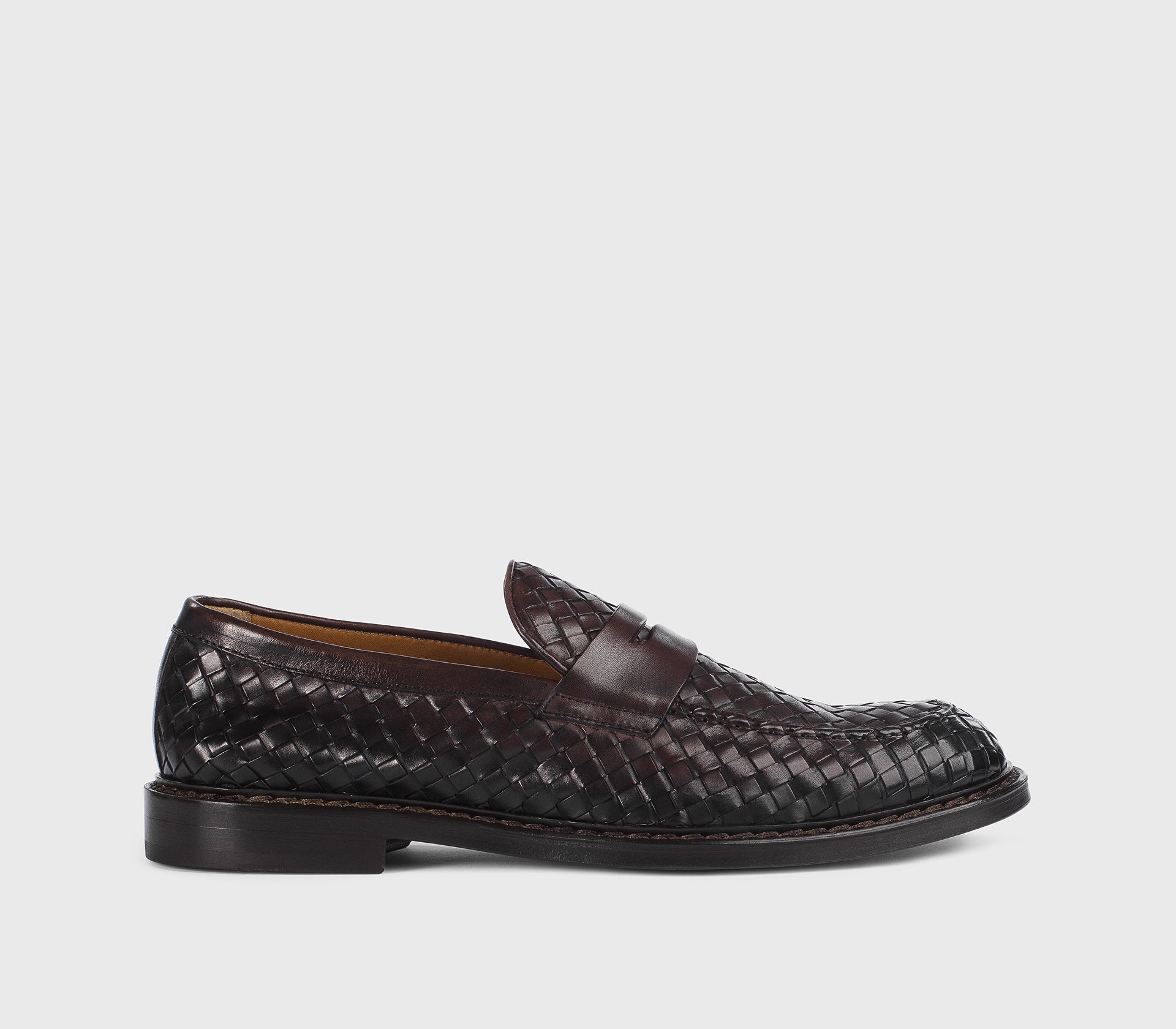 Mocassino da uomo in pelle intrecciata | testa moro - Doucal's