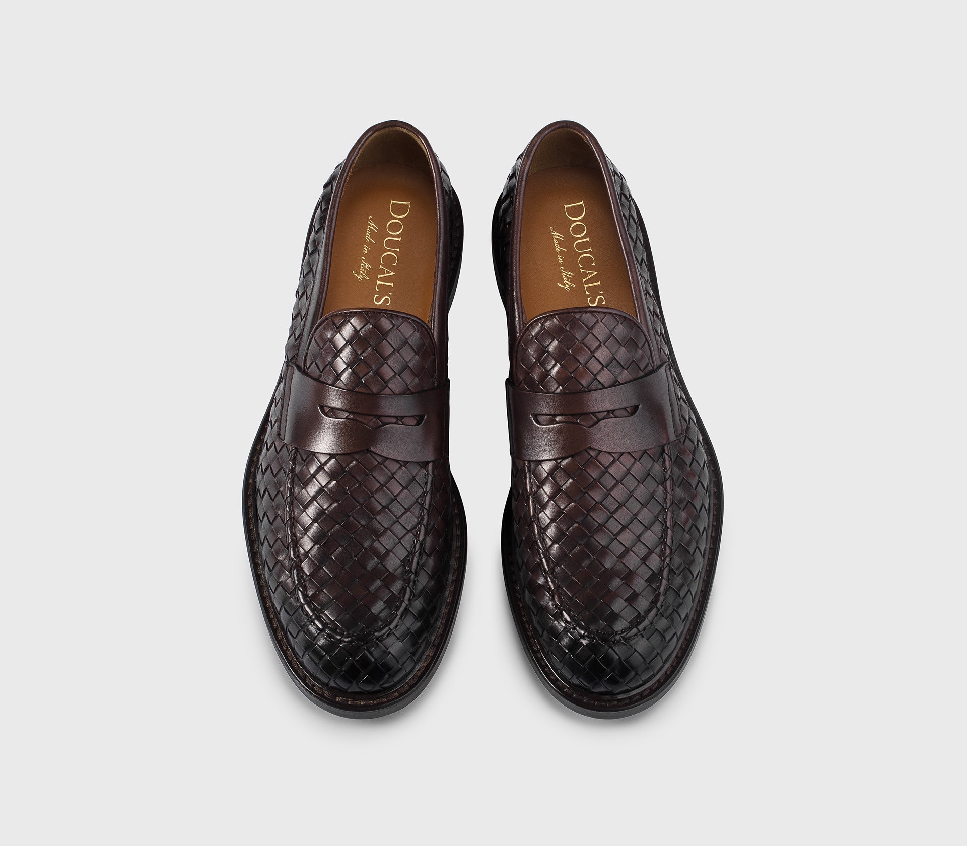 DU3266PHOEUY195TM00 - Mocassino in pelle intrecciata testa di moro