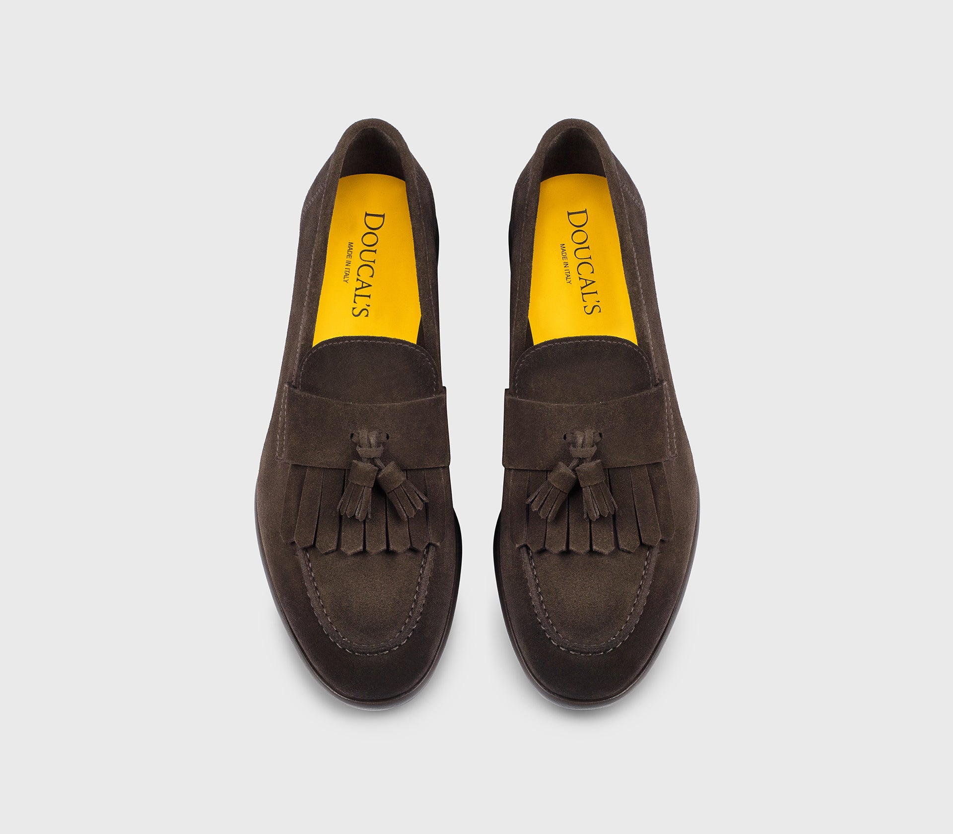DU3399STRAUY260TM23 - Mocassino con nappine e frangia in suede marrone "terre"