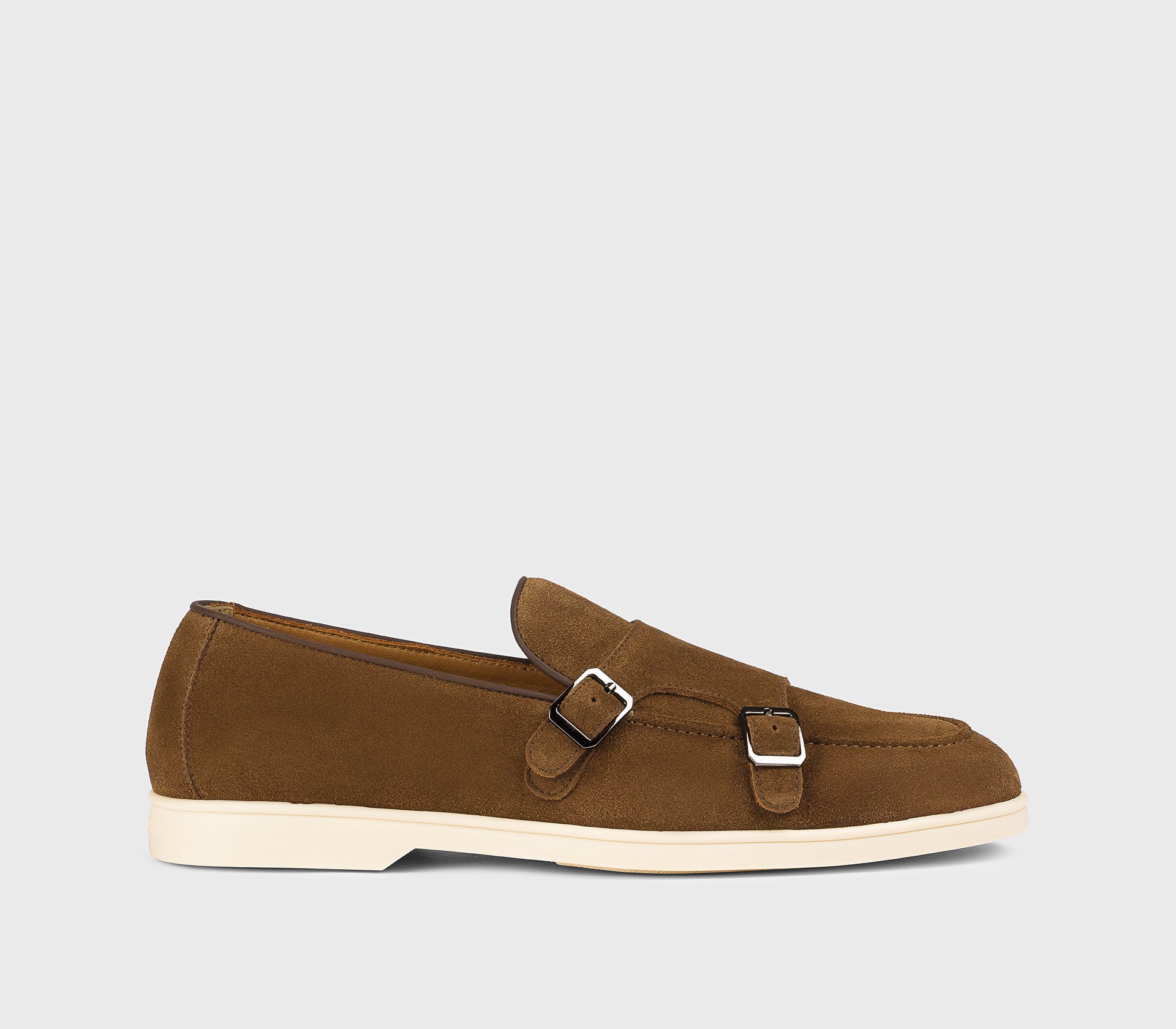 DU3414NWMAUY009GM01 - Mocassino doppia fibbia in suede marrone "snuff"