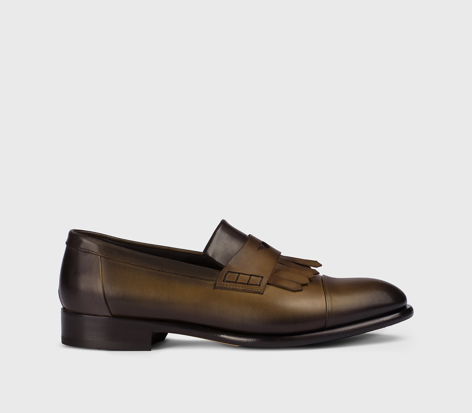 DU3478FREDUF159TM45 - Mocassino con frangia in pelle marrone "wood"