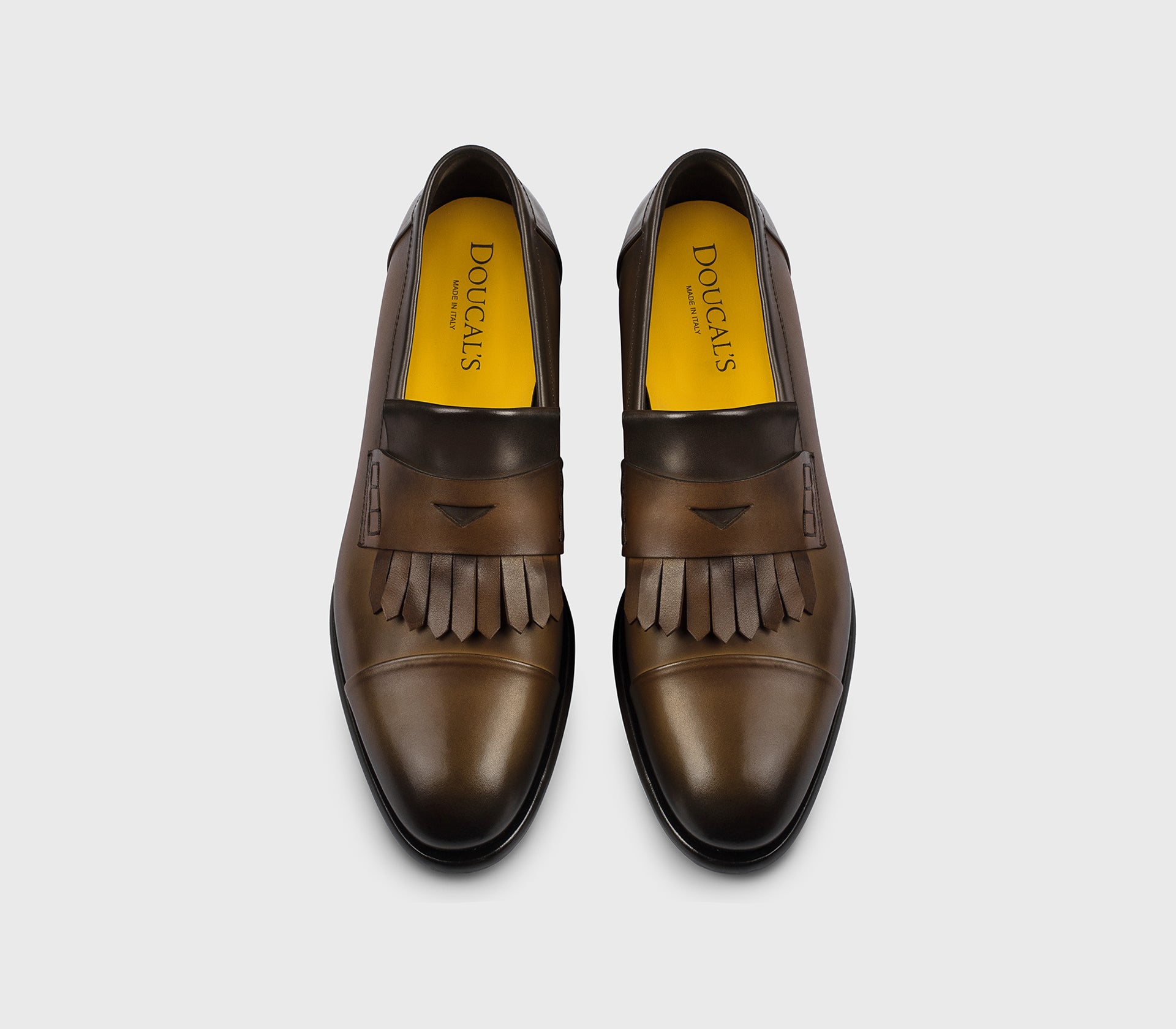 DU3478FREDUF159TM45 - Mocassino con frangia in pelle marrone "wood"