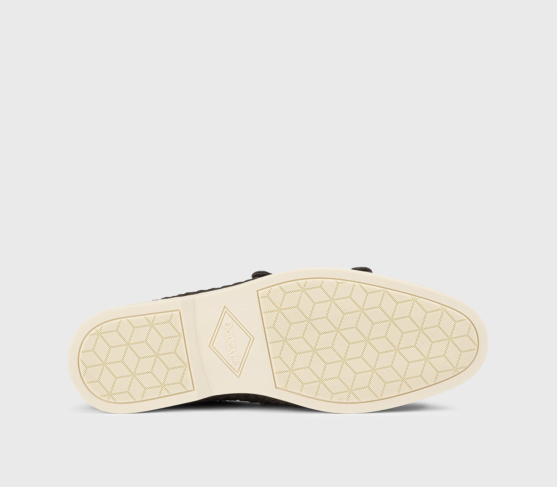 Mocassin tressé à double boucle en daim marron foncé