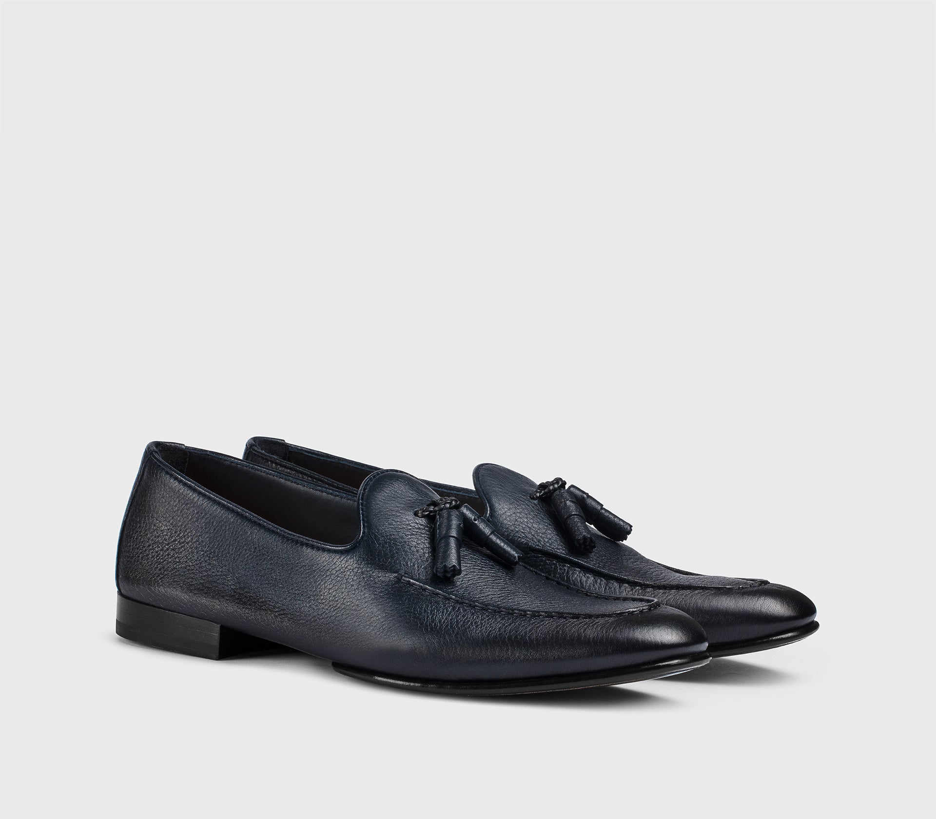 Mocassin à glands en cuir de cerf bleu