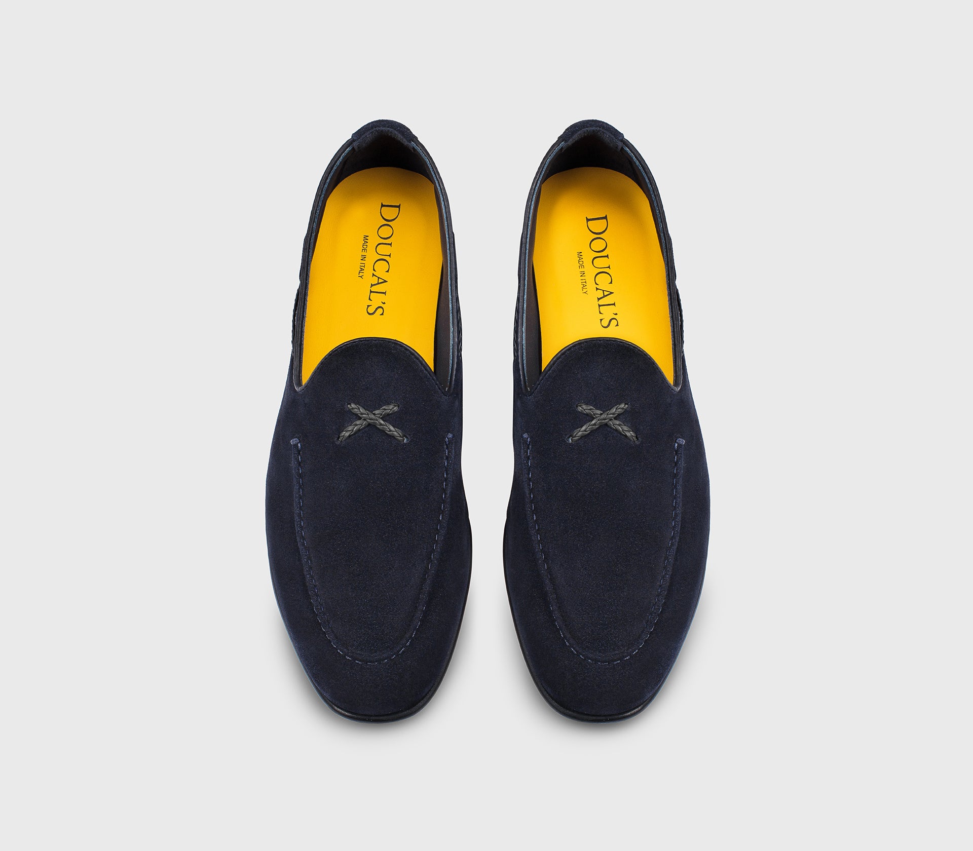 DU3521TAORUZ274NB22 - Mocassino in suede con infilature a treccia blu