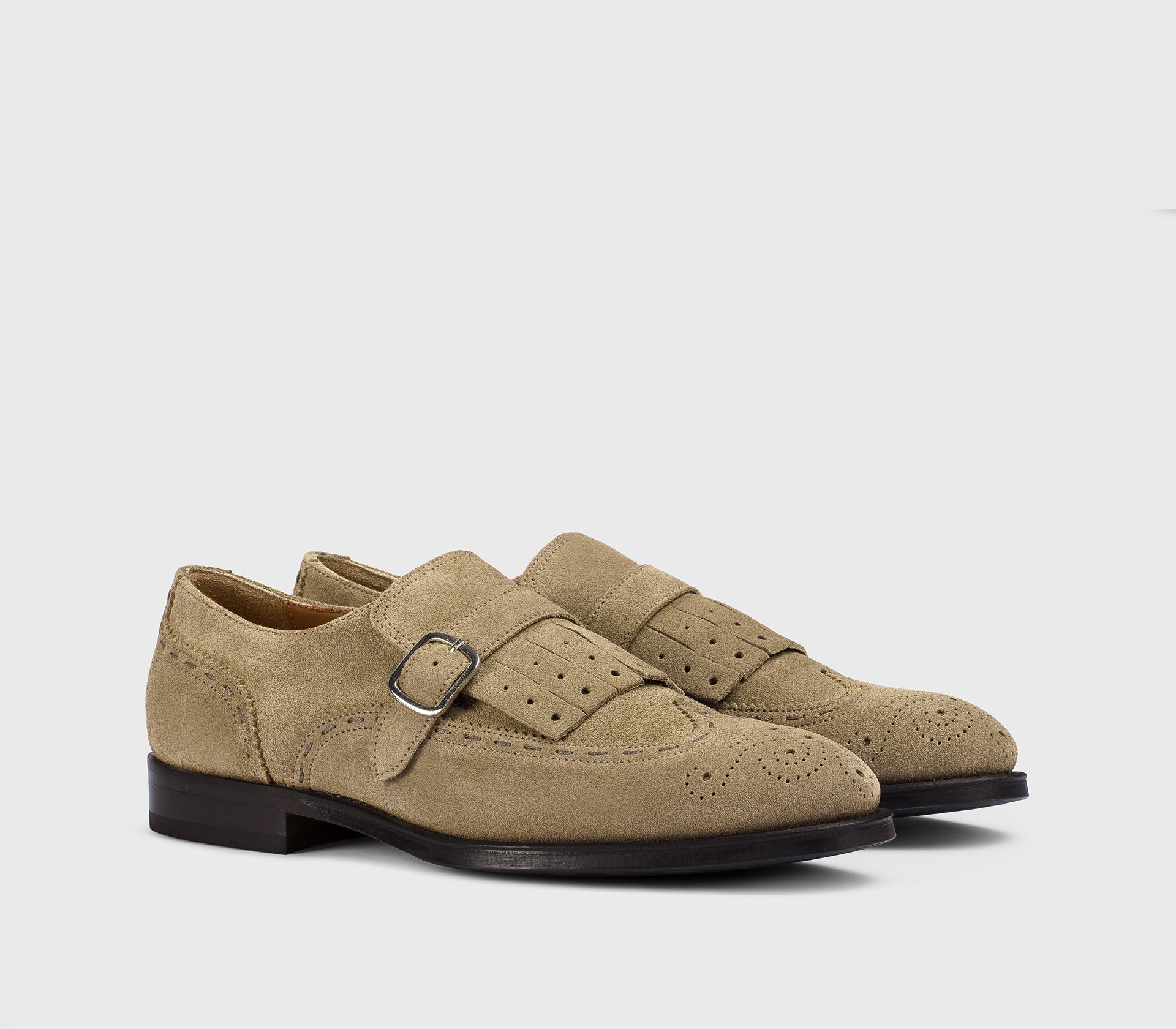 DU3536ORVXUF009TM08 - Mono fibbia con frangia in suede cacao