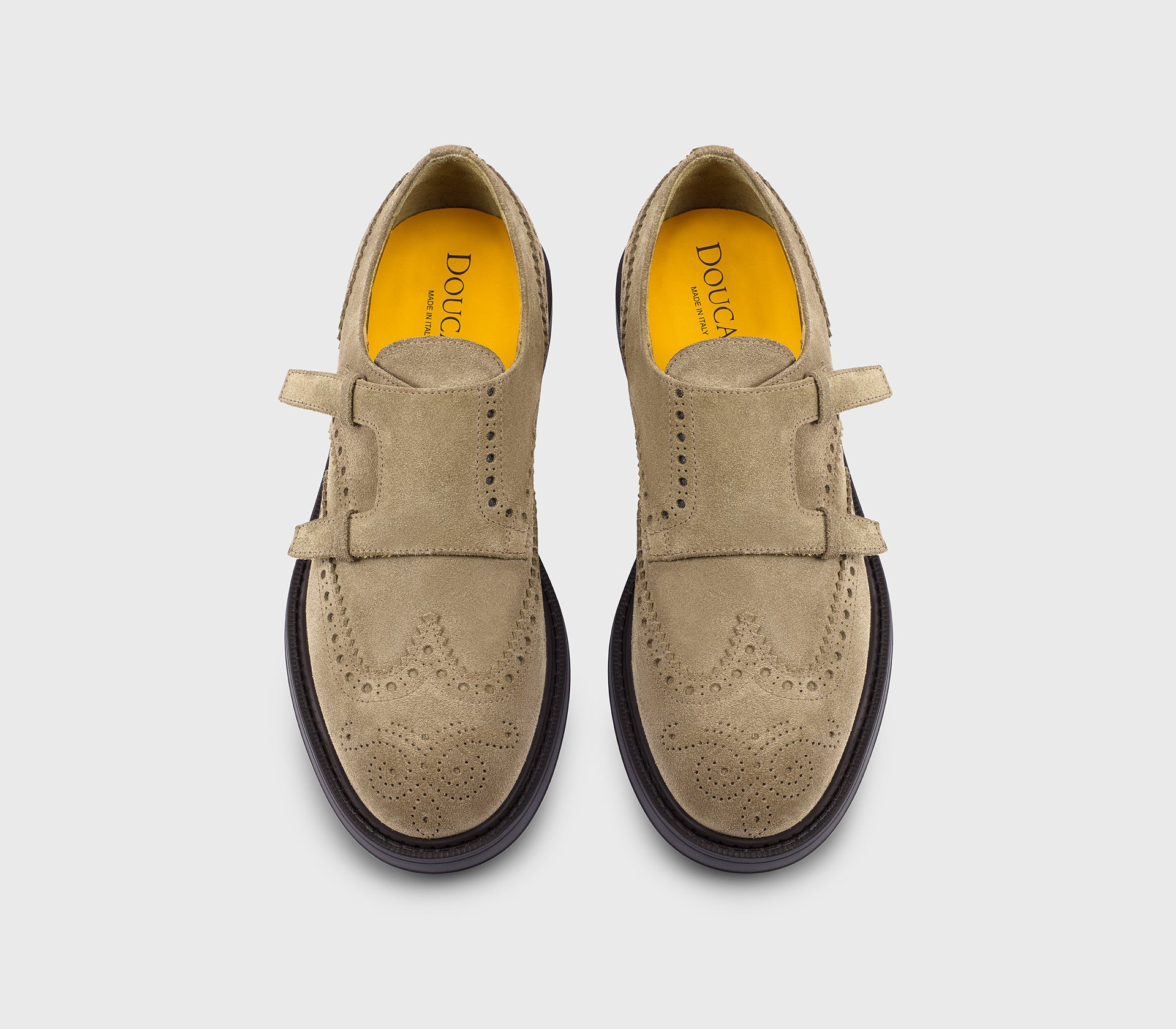DU3567HENRUF009TM08 - Doppia fibbia con dettaglio "passante" in suede cacao