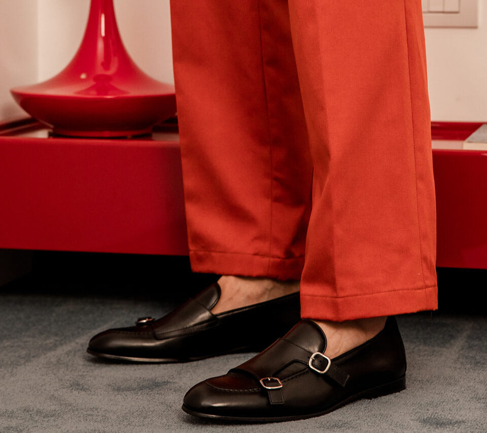 DU3160PANNUF159NN00 - Mocassino doppia fibbia in pelle nero